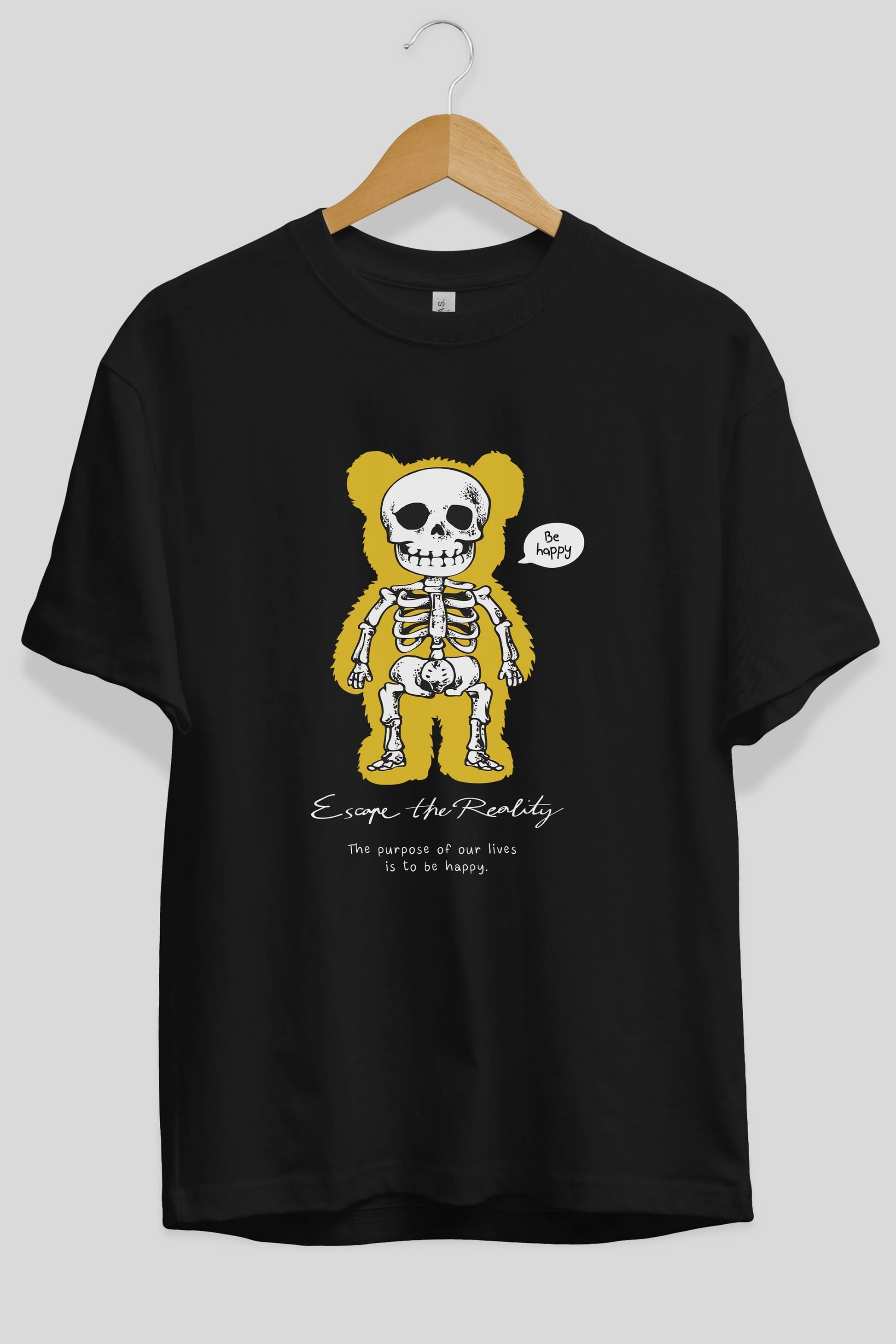 Be Happy Bear Ön Baskılı Oversize t-shirt Erkek Kadın Unisex