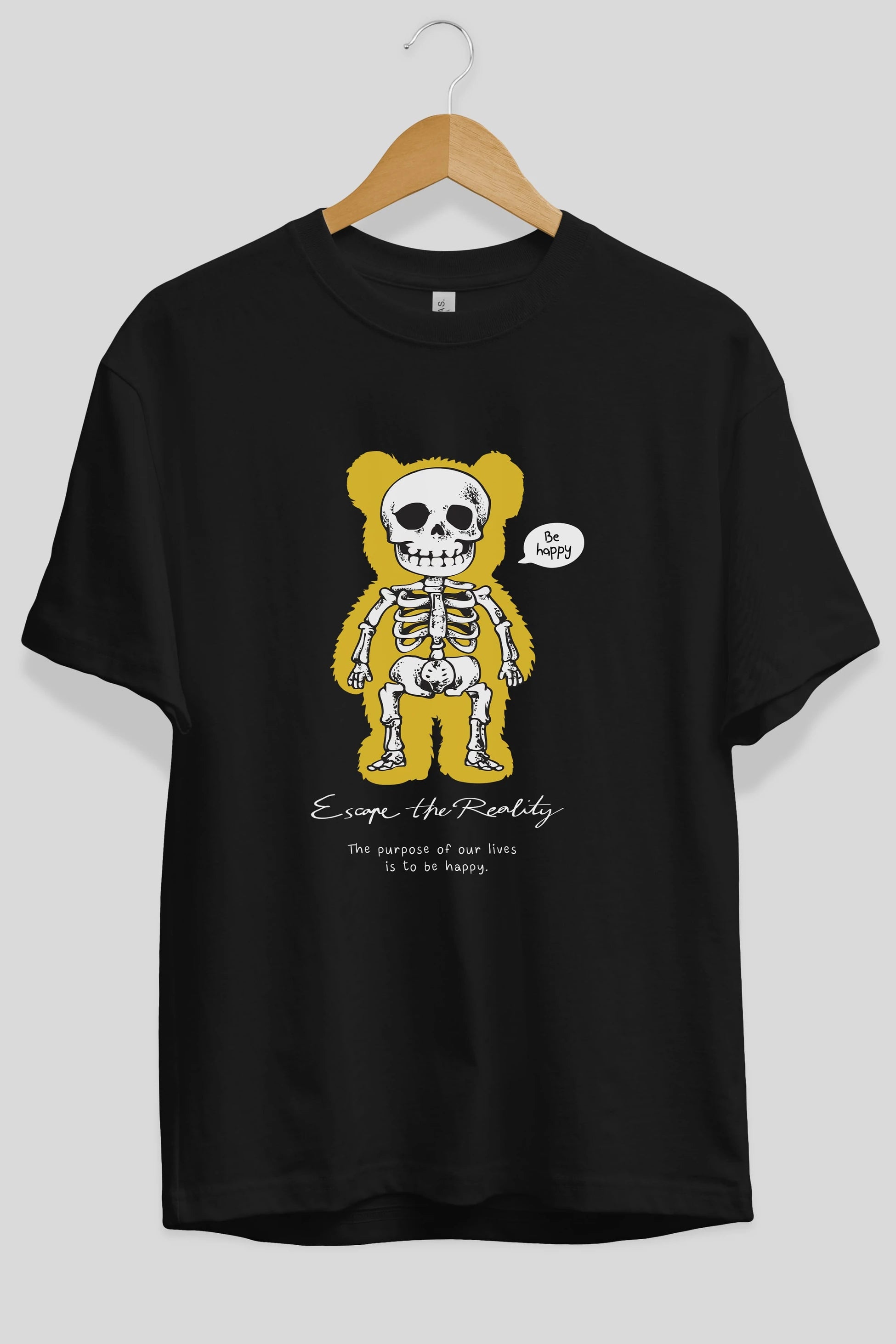 Be Happy Bear Ön Baskılı Oversize t-shirt Erkek Kadın Unisex