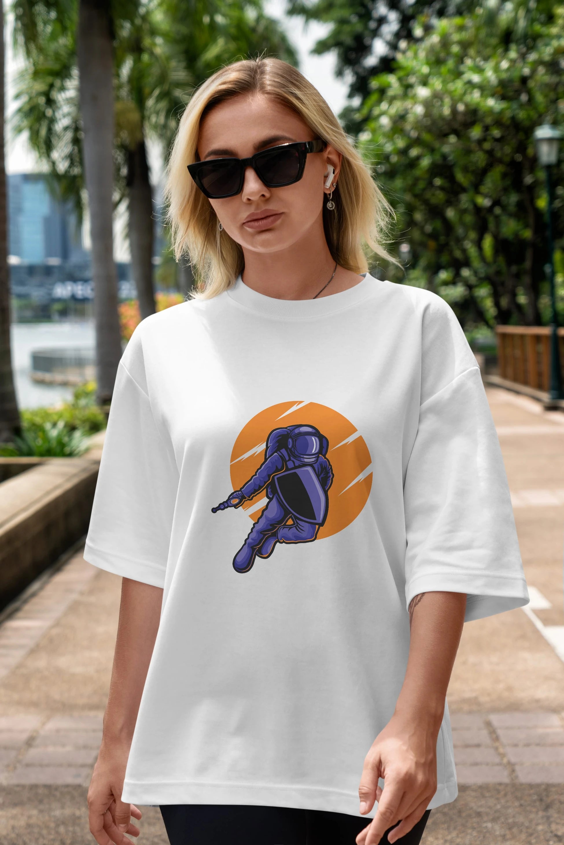 Astro Wars Sticker Ön Baskılı Oversize t-shirt Erkek Kadın Unisex