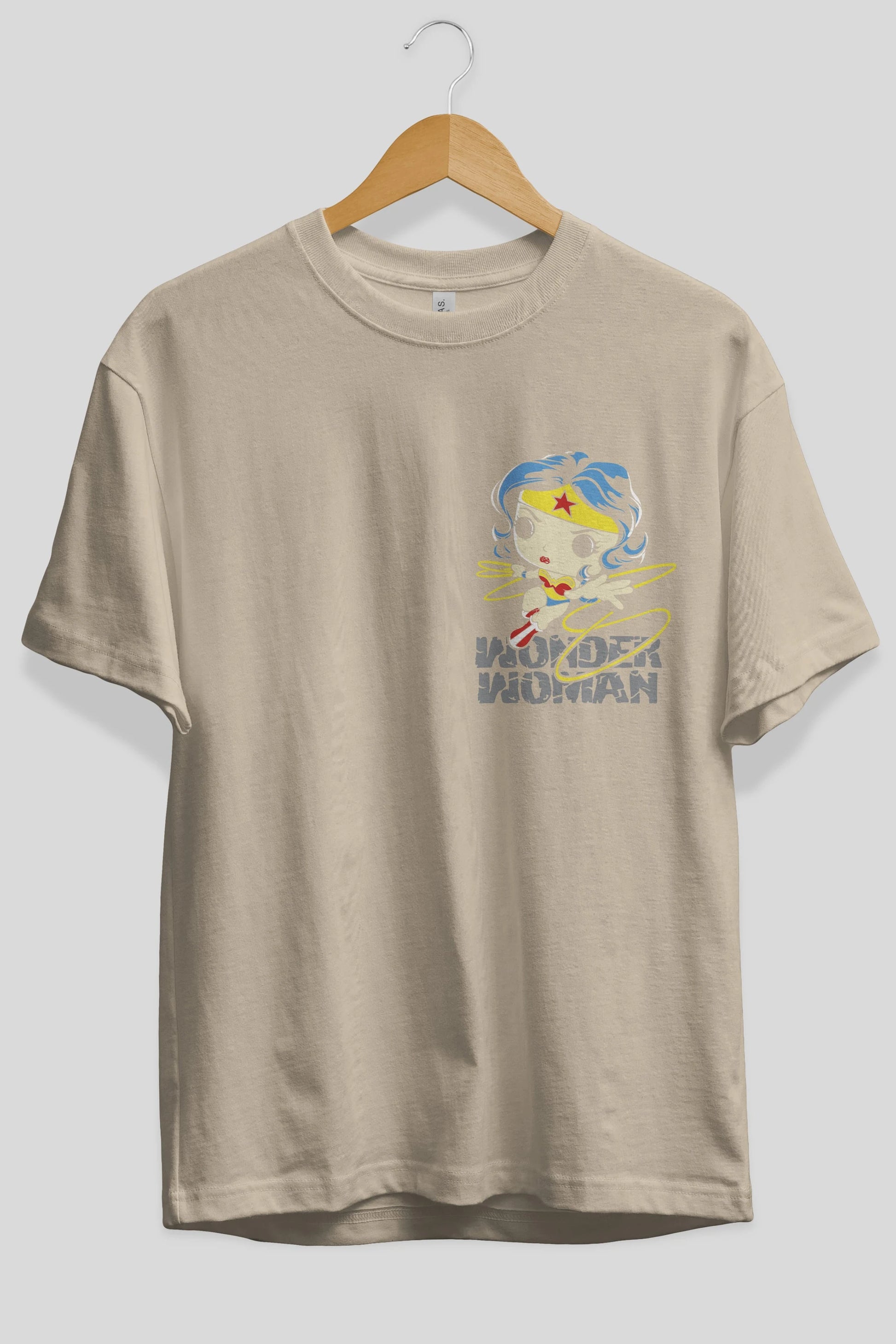 Wonder Woman Ön Sol Baskılı Oversize t-shirt Erkek Kadın Unisex %100 Pamuk Bisiklet Yaka tişort