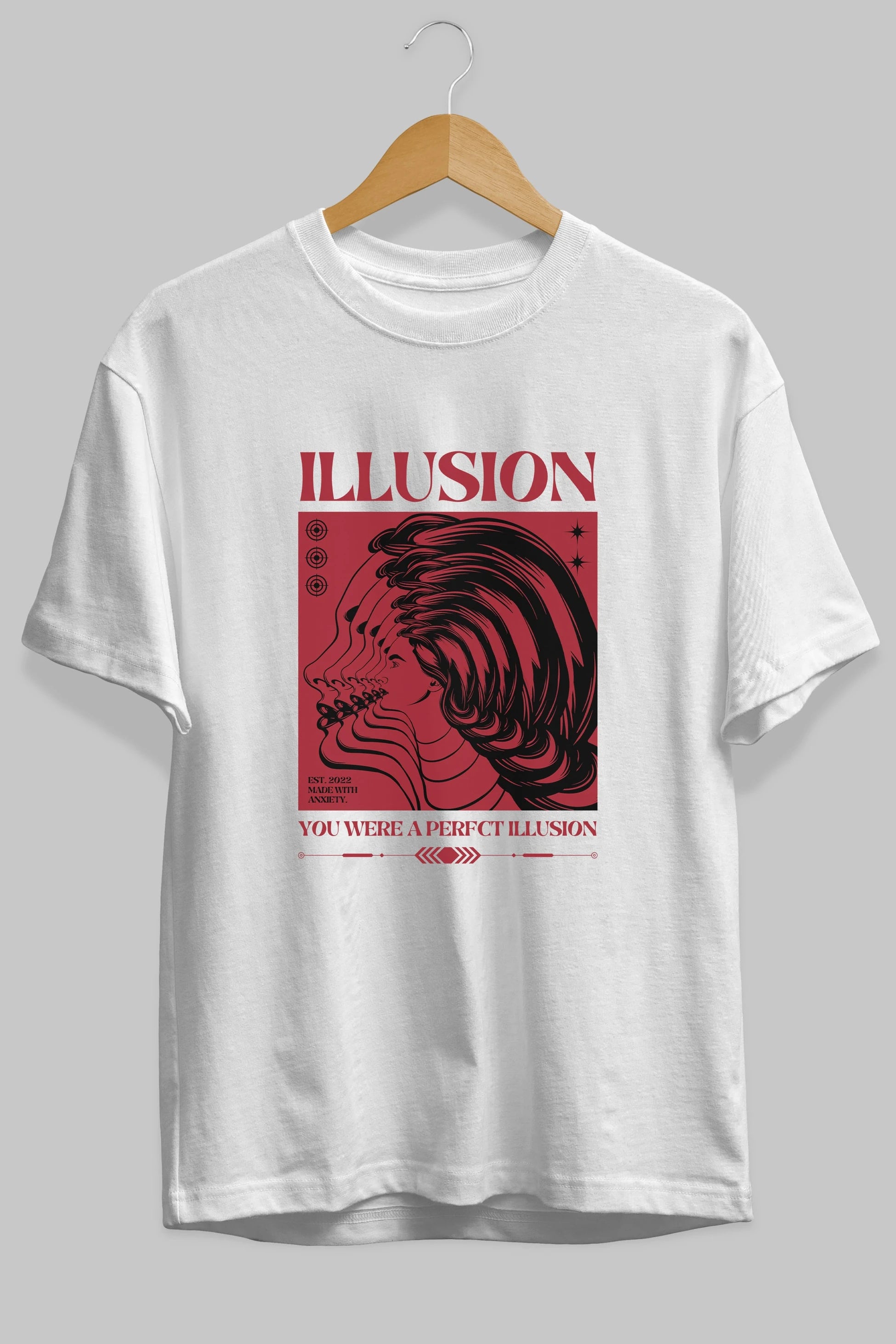 Illusion Streetwear Ön Baskılı Oversize t-shirt Erkek Kadın Unisex
