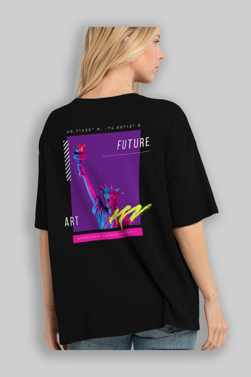 Future Art Arka Baskılı Oversize t-shirt Erkek Kadın Unisex