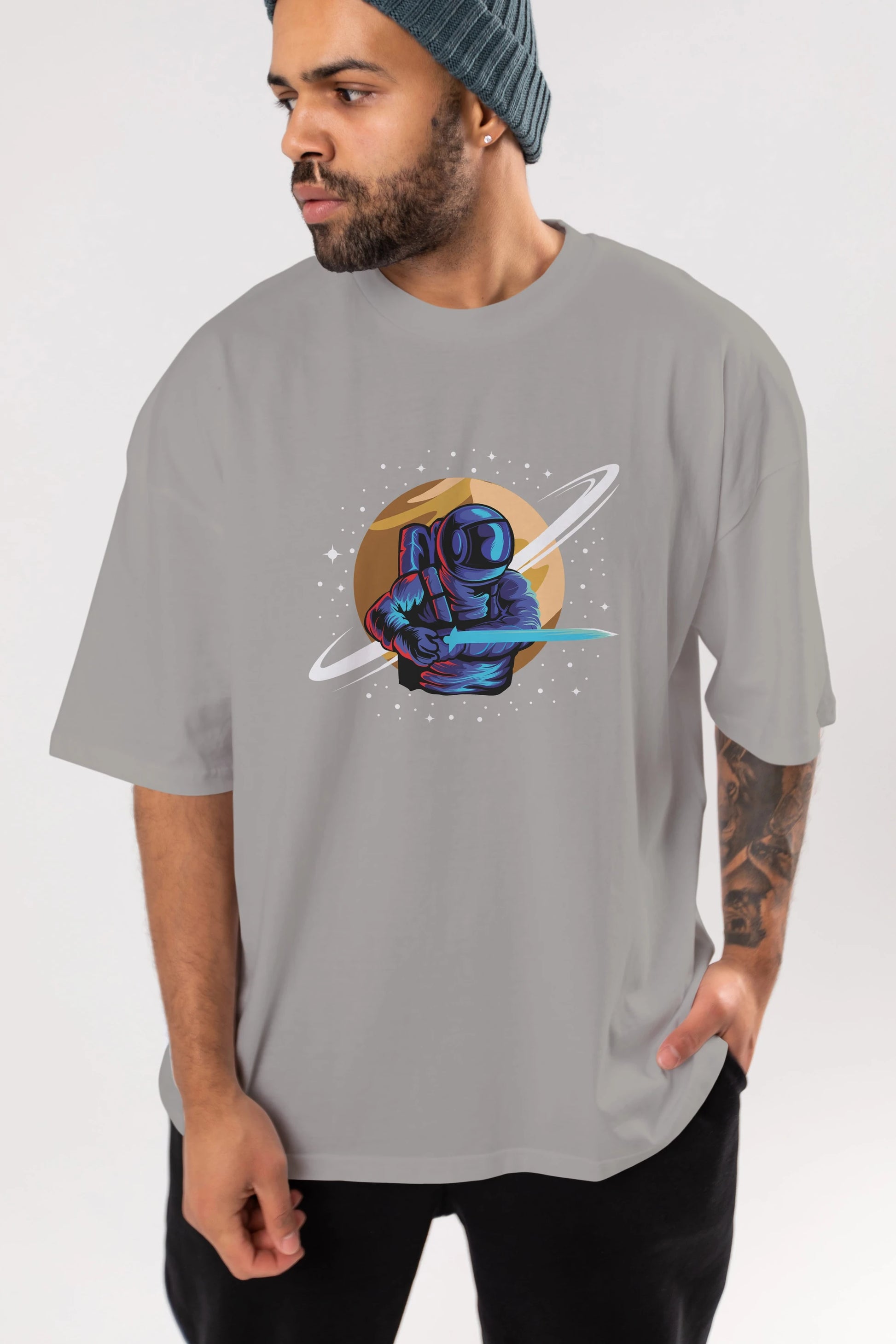 Astro Knight Ön Baskılı Oversize t-shirt Erkek Kadın Unisex
