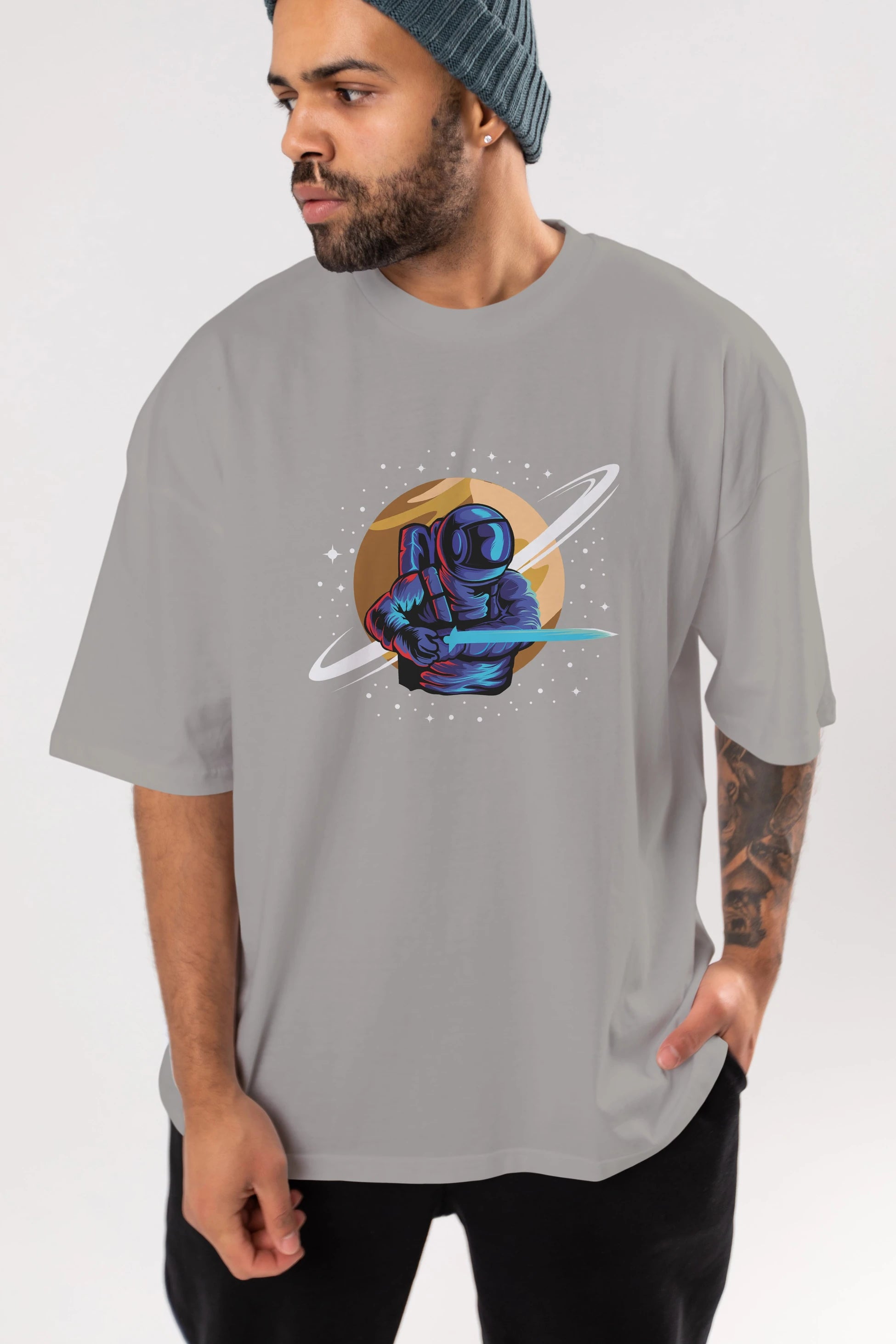 Astro Knight Ön Baskılı Oversize t-shirt Erkek Kadın Unisex