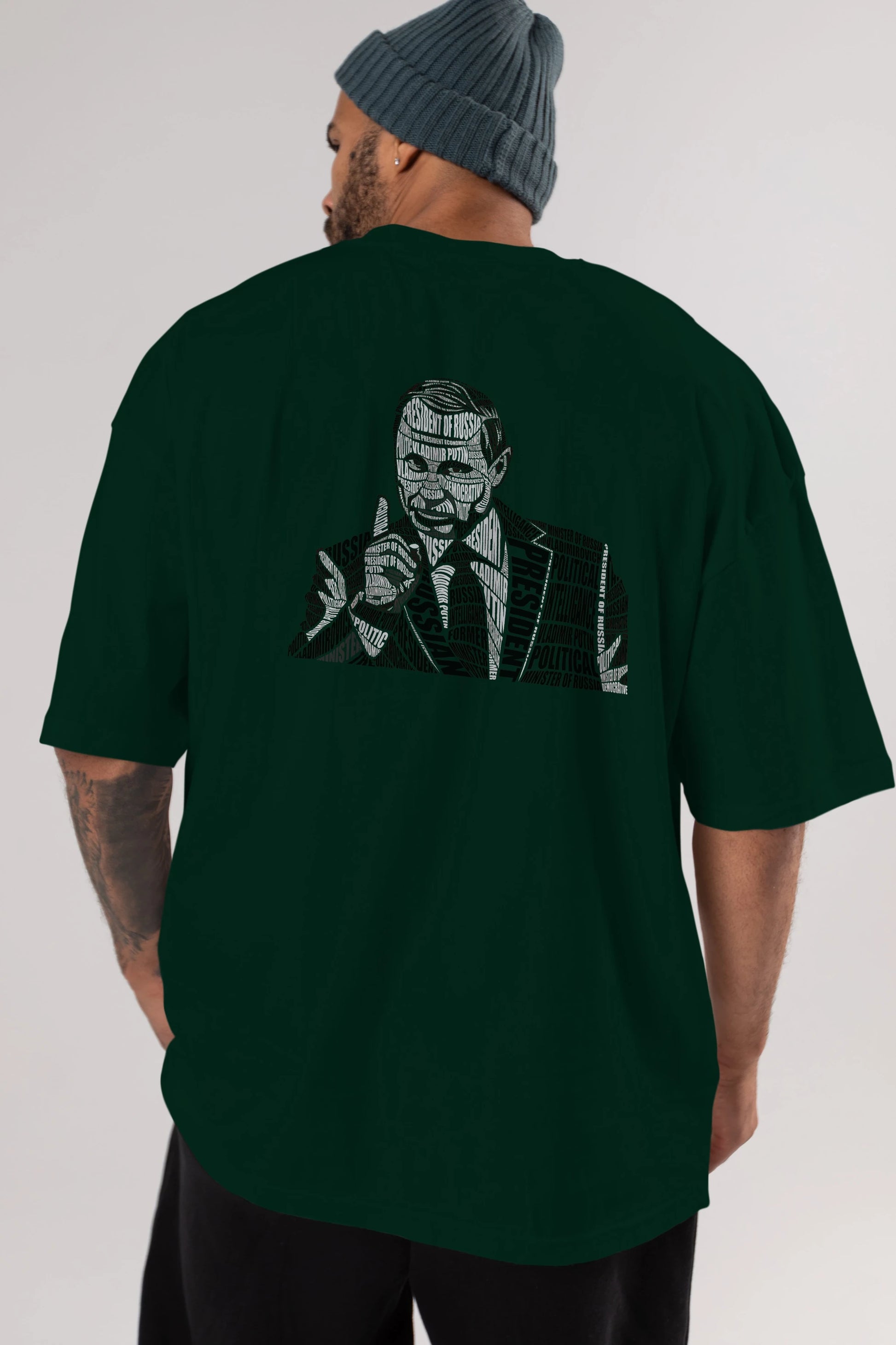 Putin Calligram Arka Baskılı Oversize t-shirt %100 pamuk Erkek Kadın Unisex
