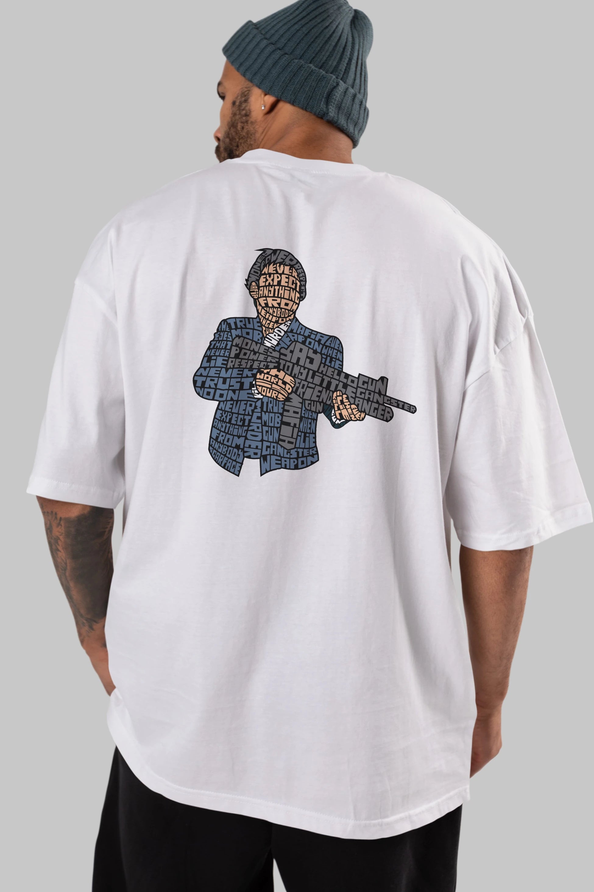 Mafia Arka Baskılı Oversize t-shirt %100 pamuk Erkek Kadın Unisex
