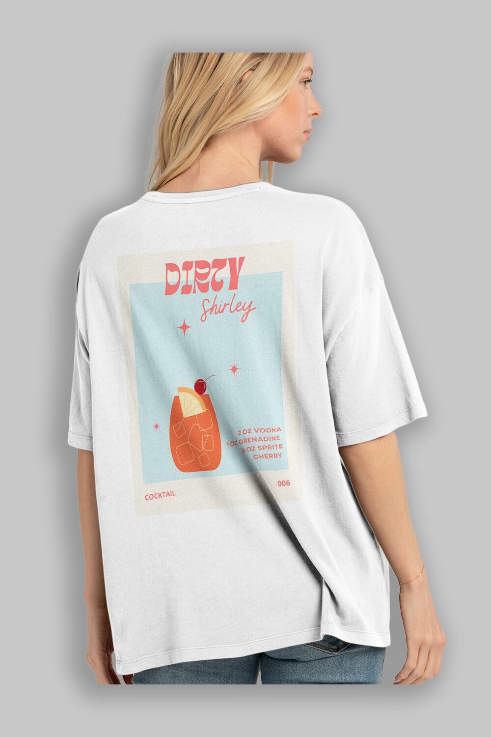 Dirty Shirley Arka Baskılı Oversize t-shirt Erkek Kadın Unisex %100 Pamuk Bisiklet Yaka tişort