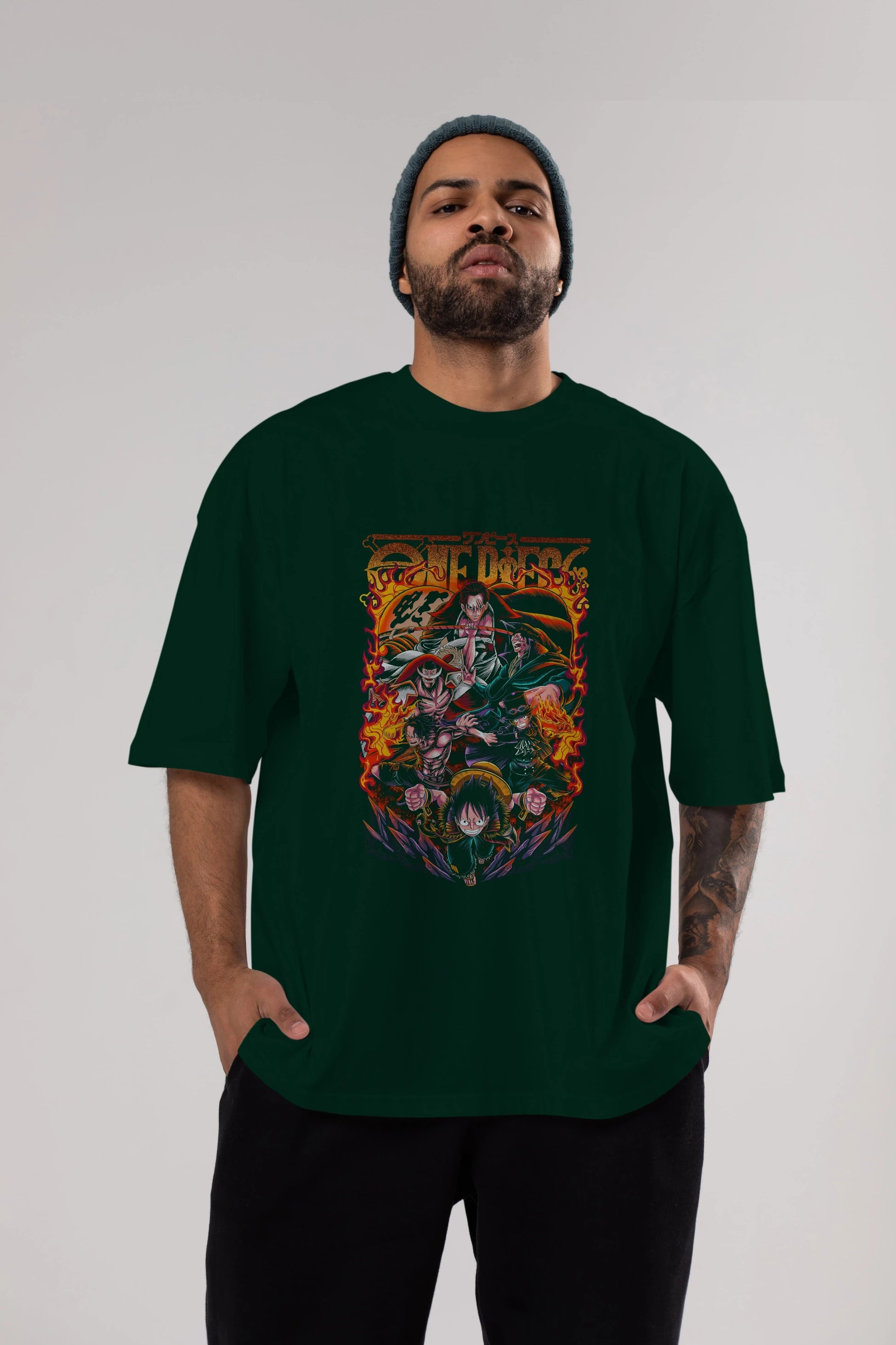 ONE PIECE (3) Anime Ön Baskılı Oversize t-shirt %100 pamuk Erkek Kadın Unisex