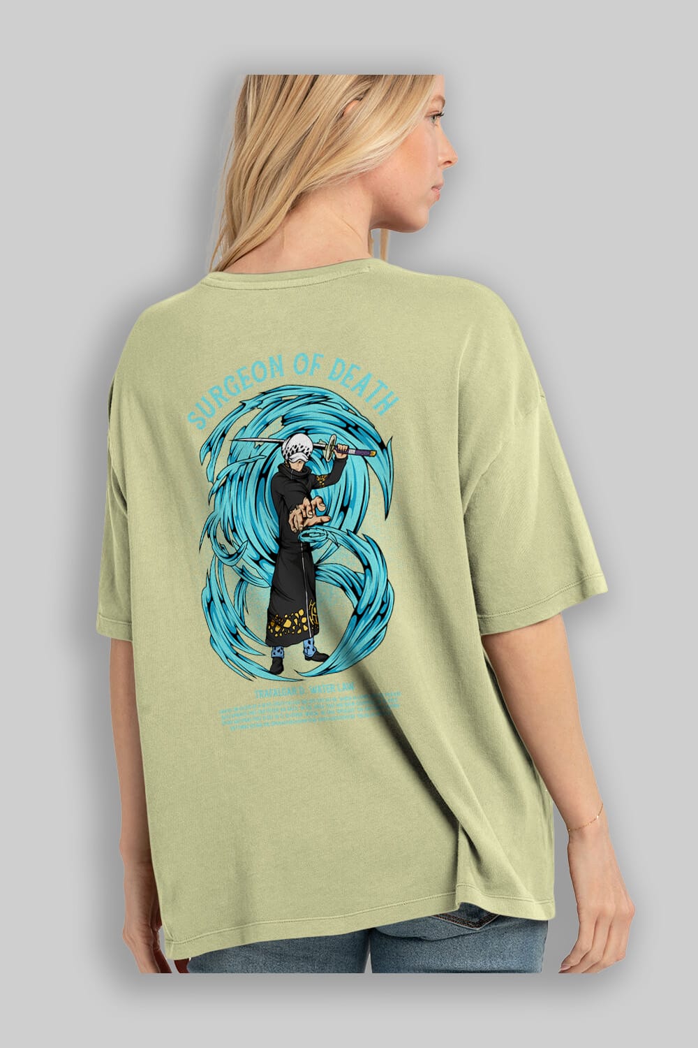 Trafalgad D. Water Law Anime Arka Baskılı Oversize t-shirt Erkek Kadın Unisex