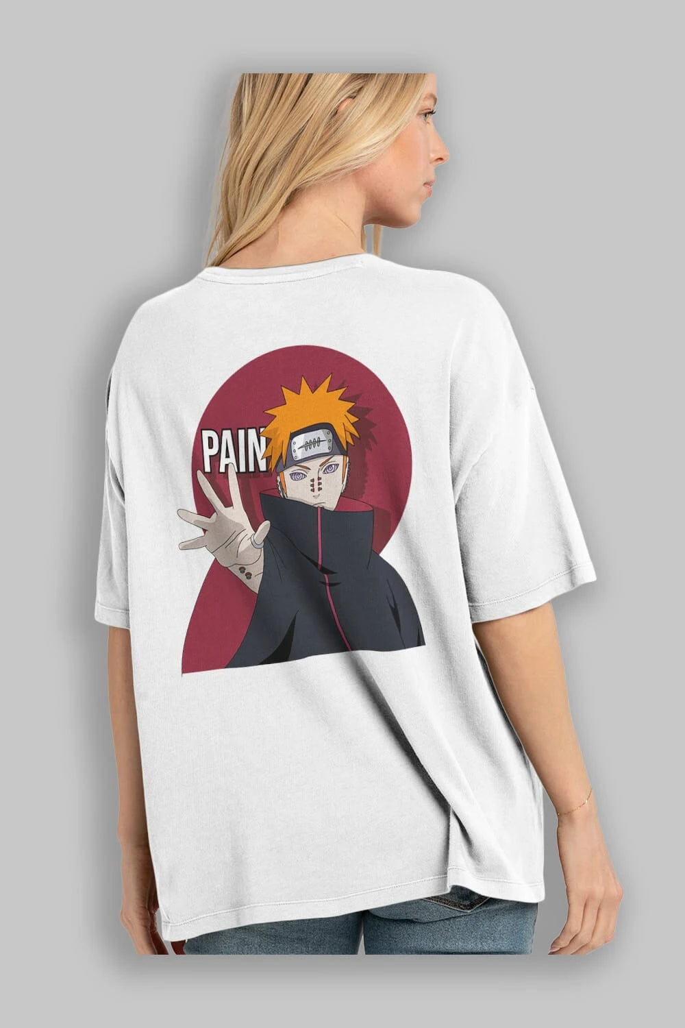 PAIN NARUTO Anime Arka Baskılı Oversize t-shirt Erkek Kadın Unisex