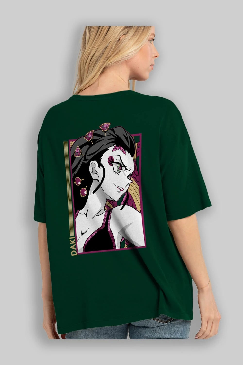 Daki DEMION SLAYER Anime Arka Baskılı Oversize t-shirt Erkek Kadın Unisex
