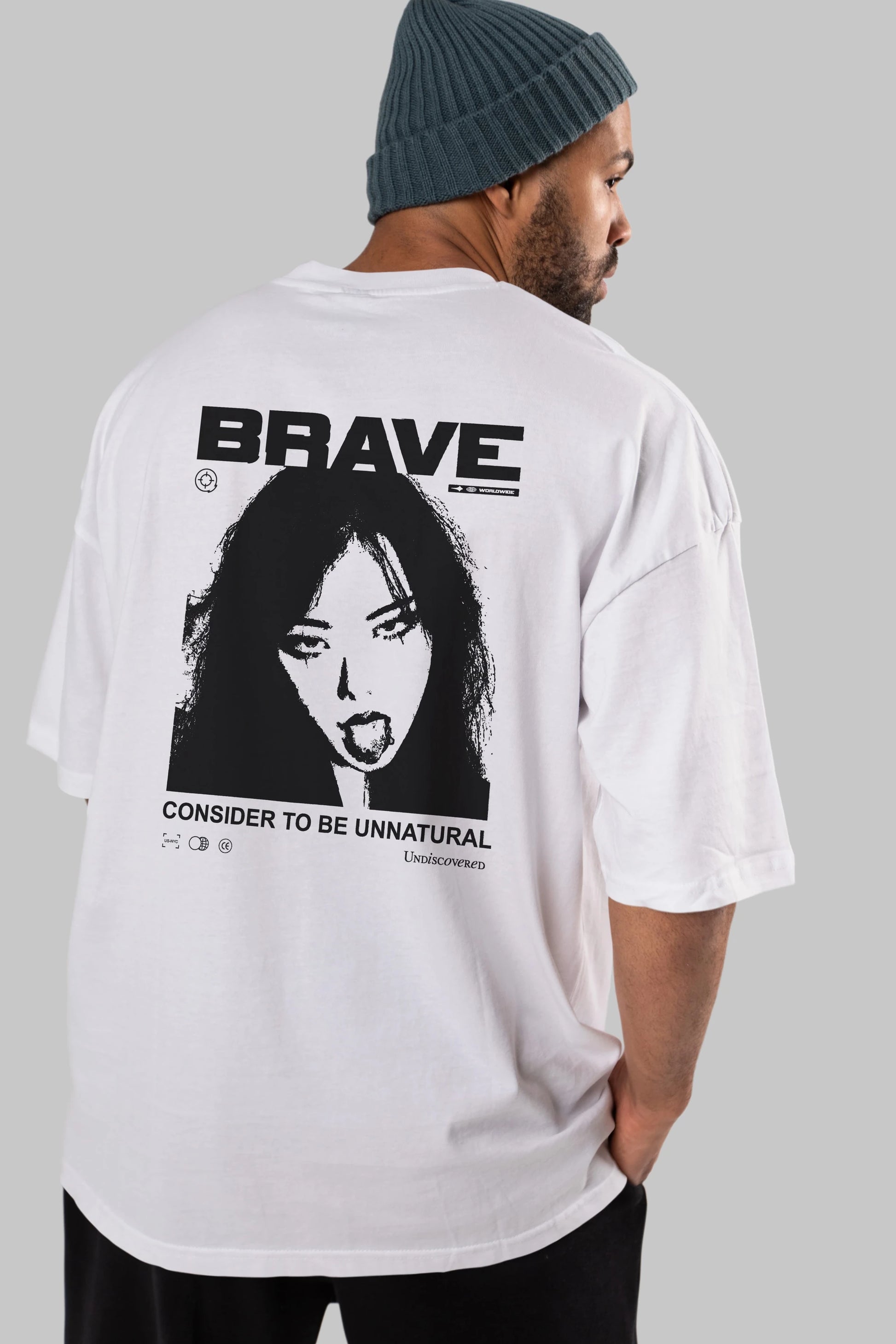Brave Arka Baskılı Oversize t-shirt Erkek Kadın Unisex