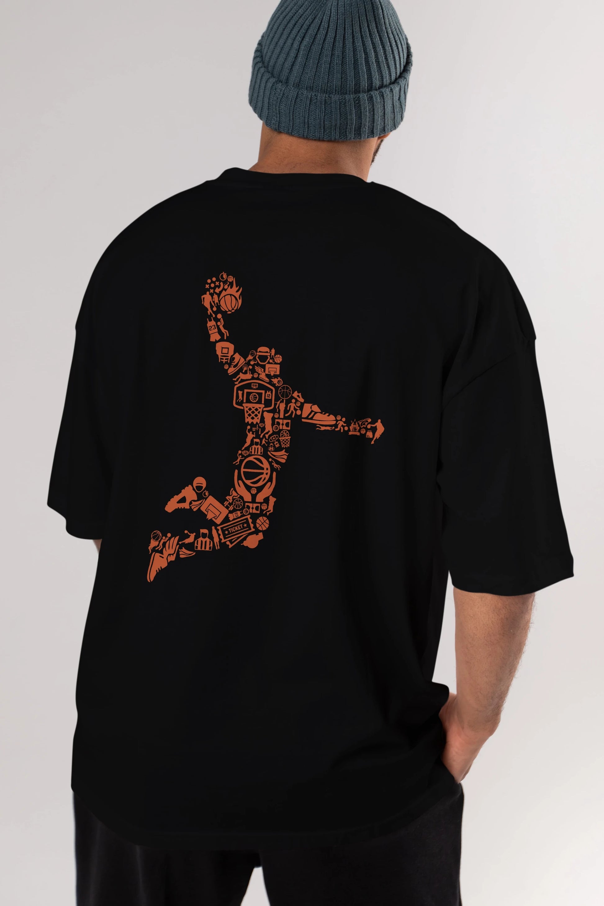 Basketball Player Arka Baskılı Oversize t-shirt %100 pamuk Erkek Kadın Unisex