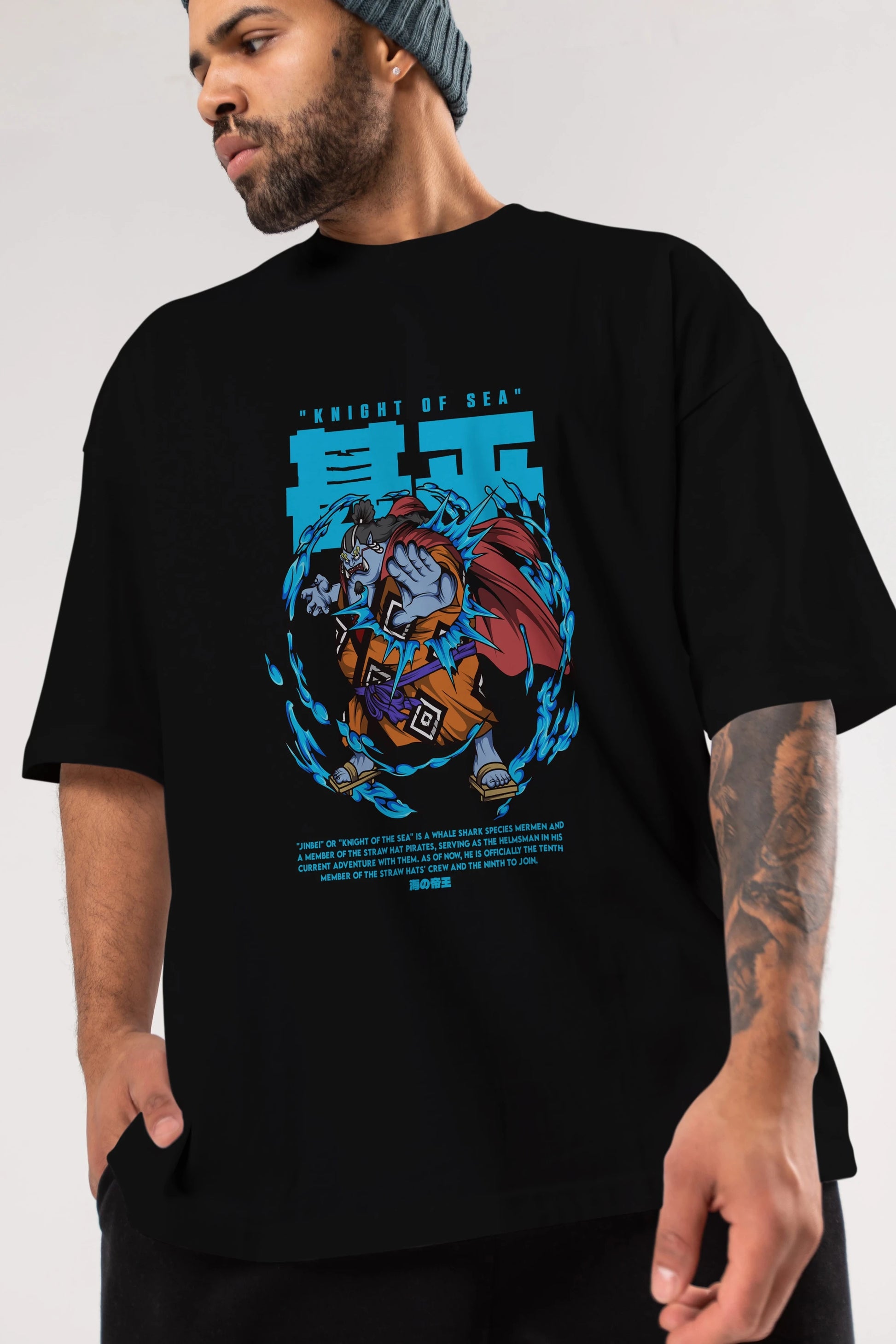 Jinbei Anime Ön Baskılı Oversize t-shirt %100 pamuk Erkek Kadın Unisex