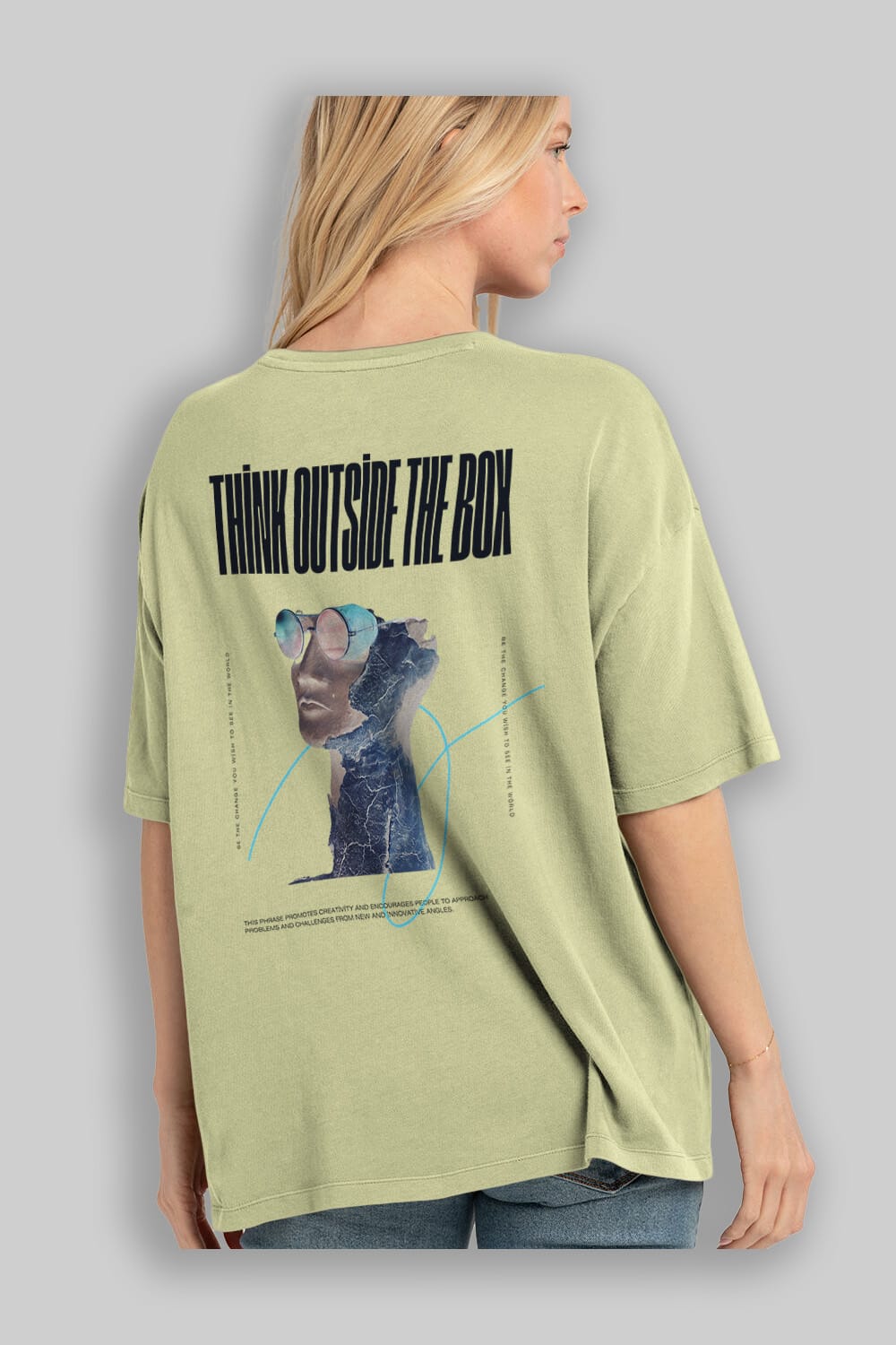 Think Outside The Box Arka Baskılı Oversize t-shirt Erkek Kadın Unisex