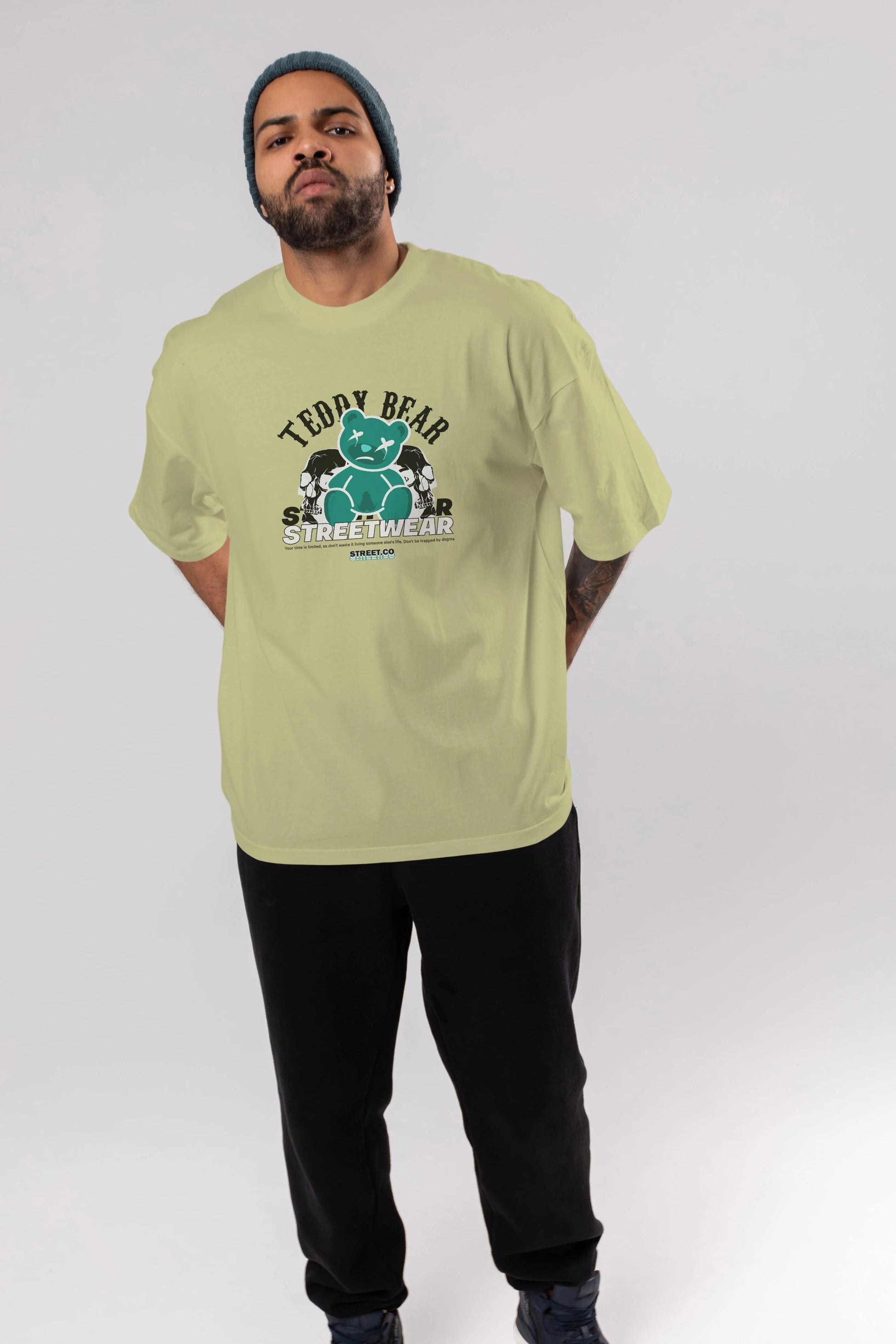 Teddy Bear Streetwear 2 Ön Baskılı Oversize t-shirt Erkek Kadın Unisex