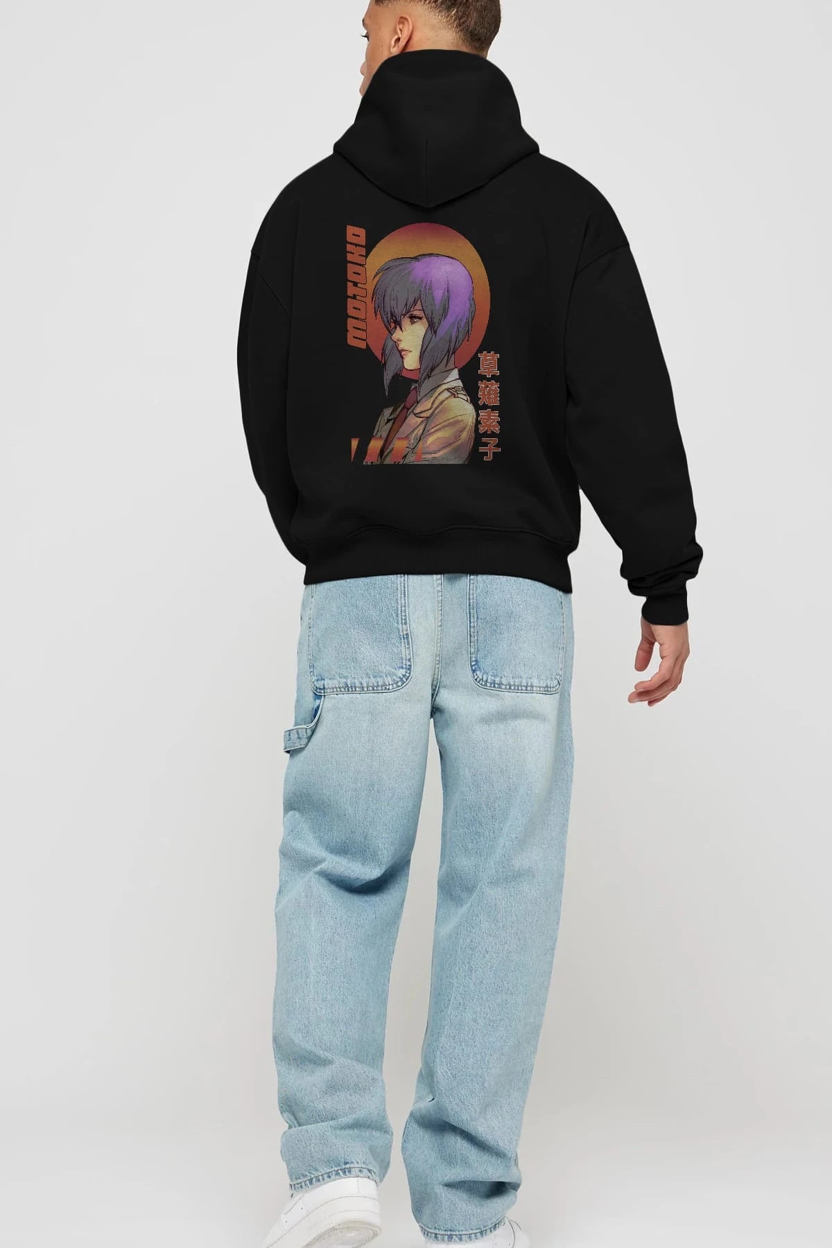 Motoko Kusanagi 10 Anime Arka Baskılı Hoodie Oversize Kapüşonlu Sweatshirt Erkek Kadın Unisex