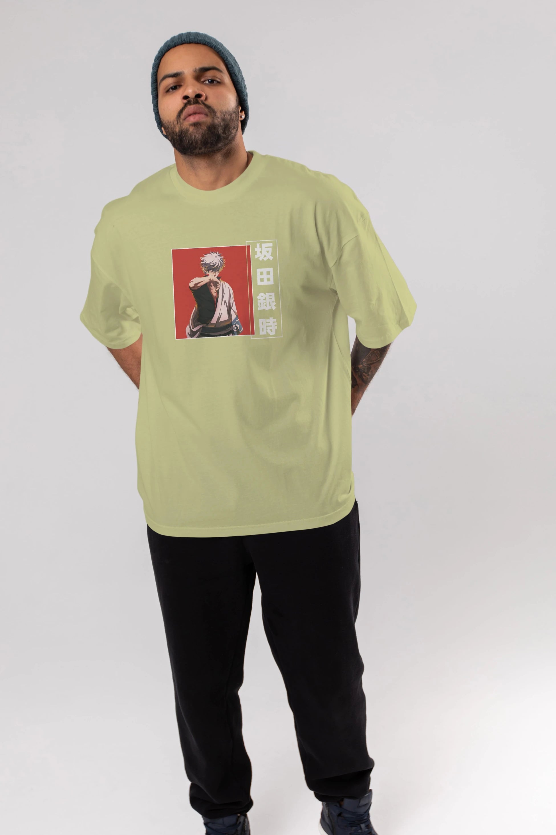 Gintoki Sakata GINTAMA 1 Anime Ön Baskılı Oversize t-shirt %100 pamuk Erkek Kadın Unisex