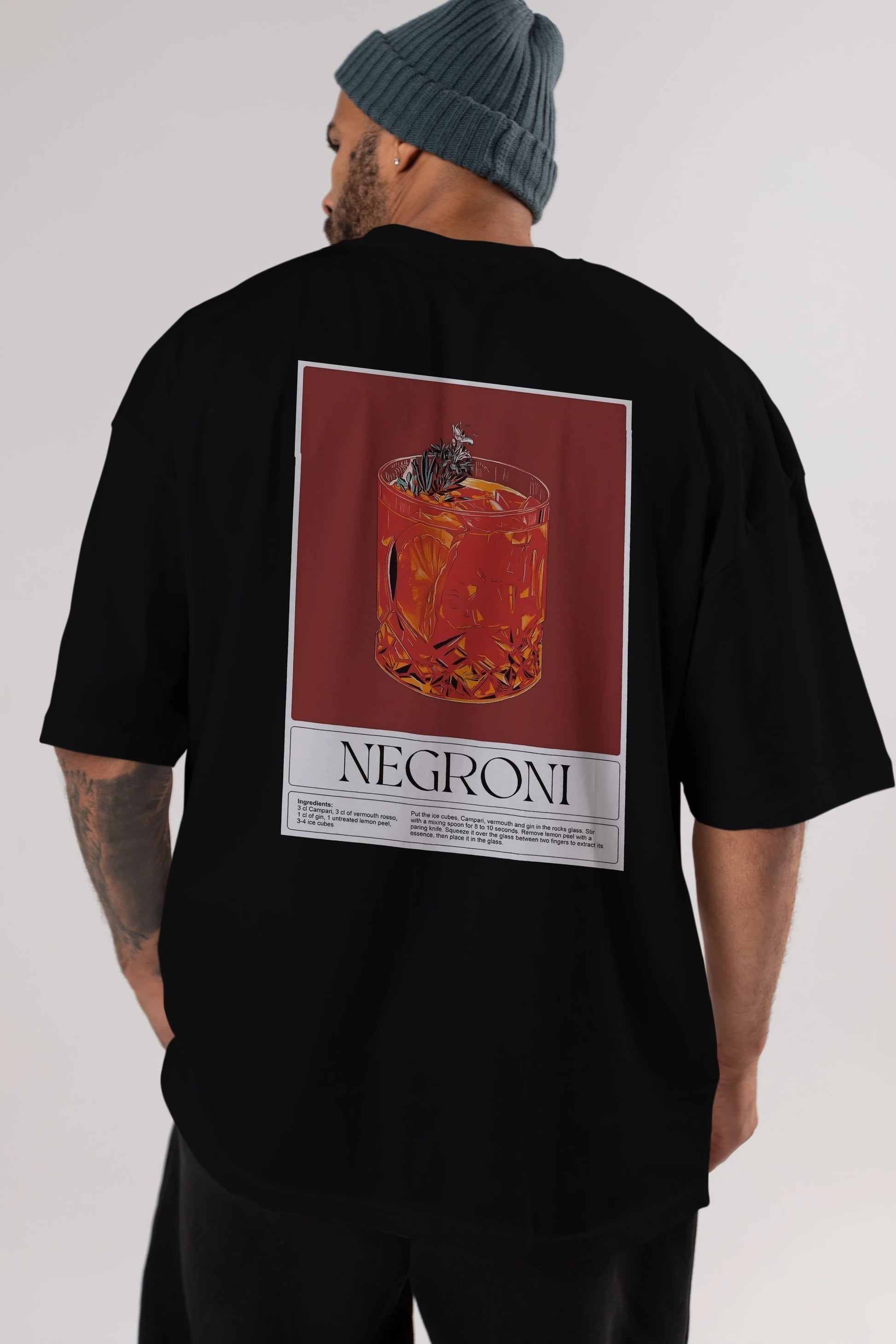 Negroni 2 Arka Baskılı Oversize t-shirt Erkek Kadın Unisex %100 Pamuk Bisiklet Yaka tişort