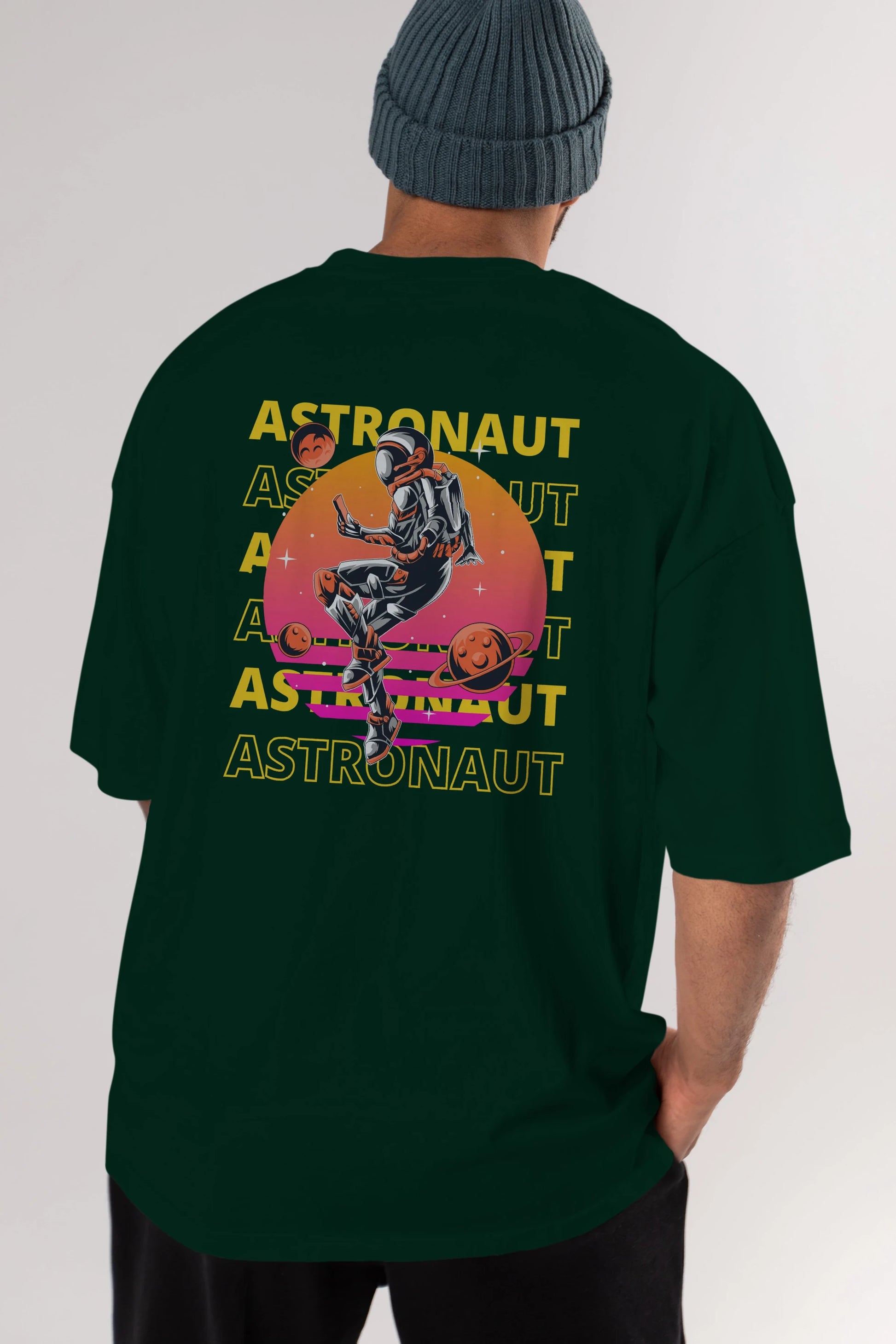 Astronaut Streetwear 2 Arka Baskılı Oversize t-shirt Erkek Kadın Unisex