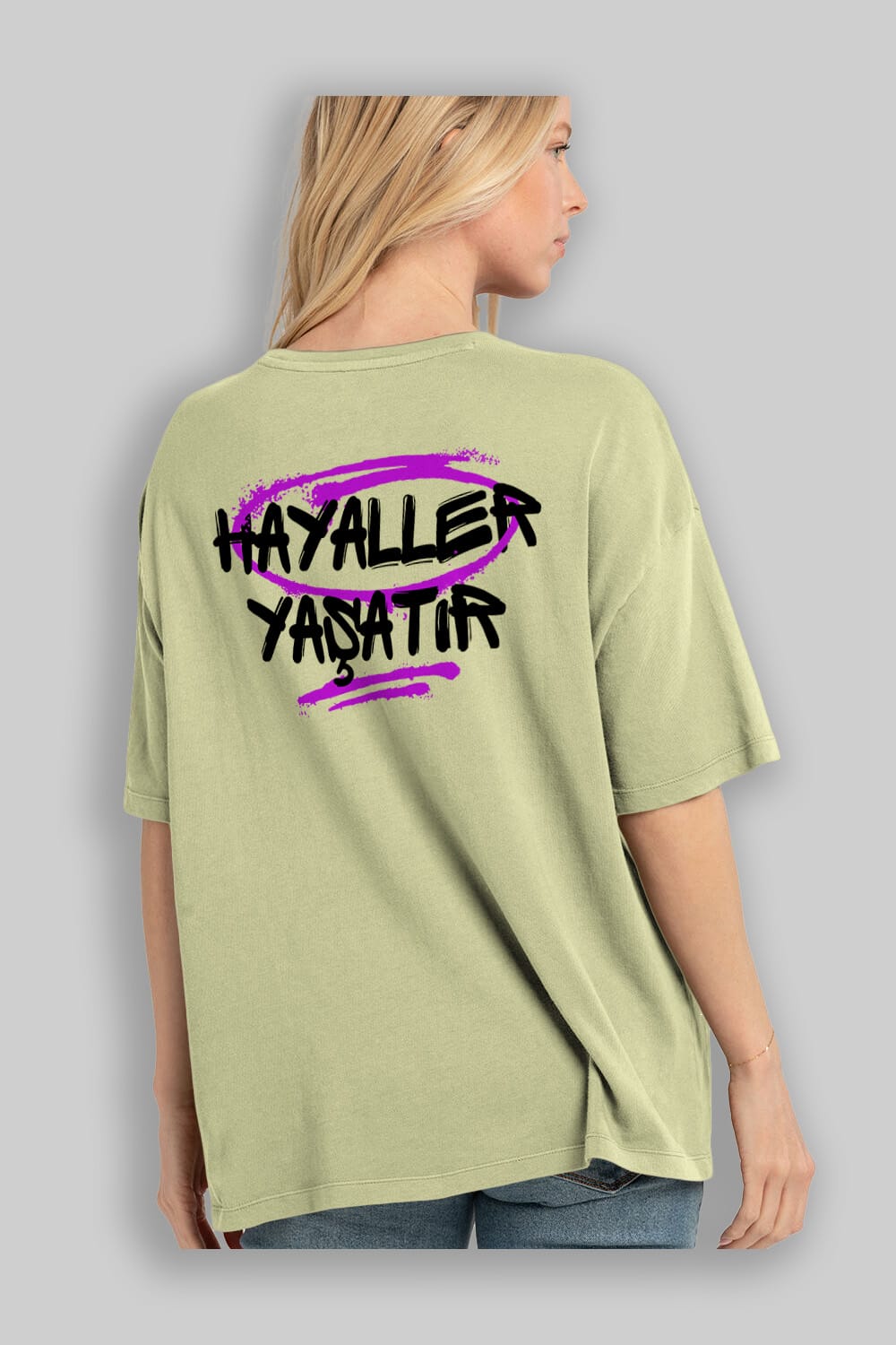Hayaller Yaşatır Arka Baskılı Oversize t-shirt Erkek Kadın Unisex