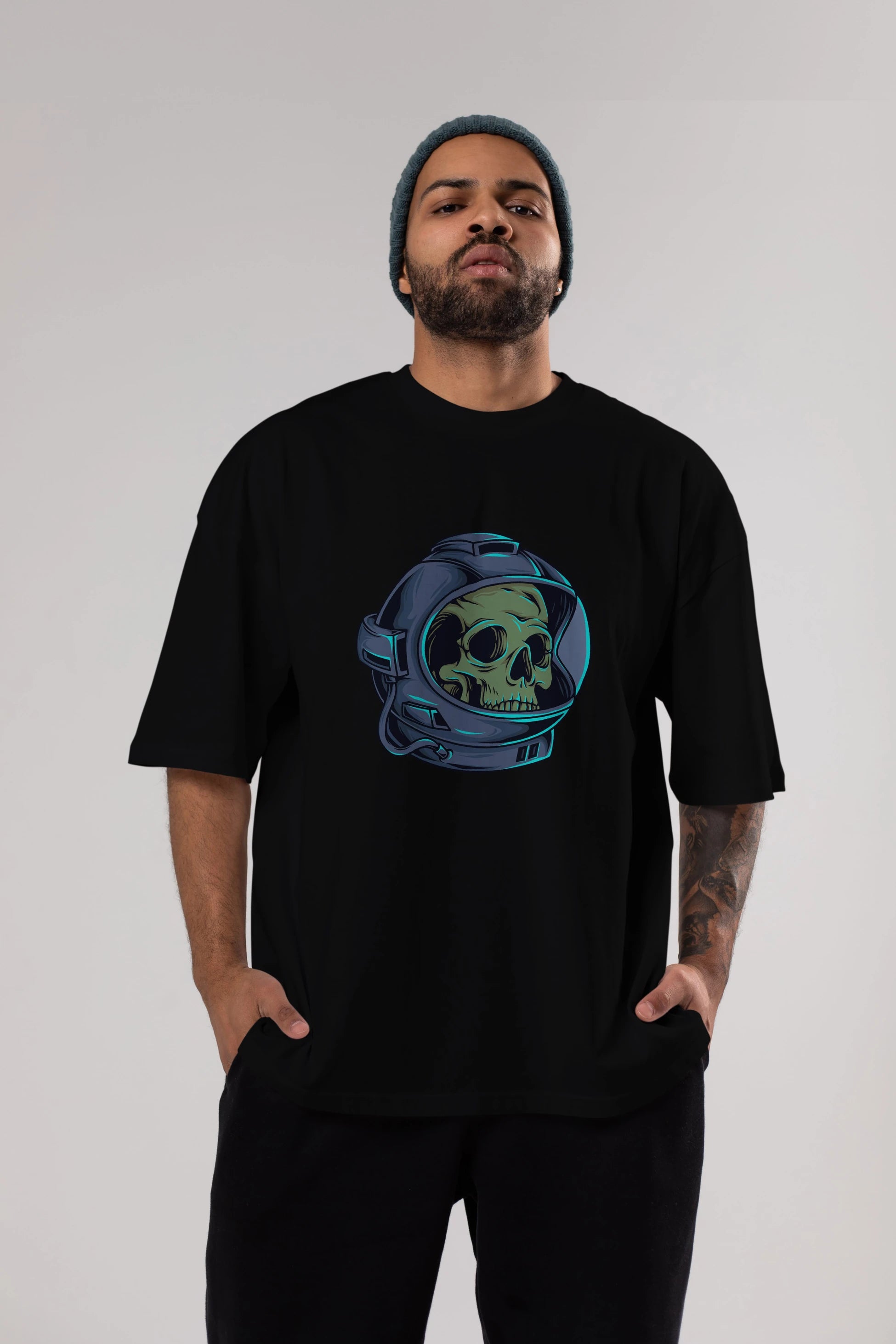 Astroskull Ön Baskılı Oversize t-shirt Erkek Kadın Unisex