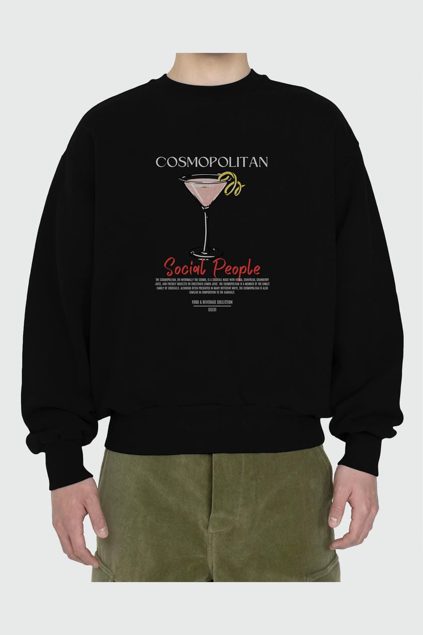 Cosmopolitan ön Baskılı Oversize Sweatshirt Erkek Kadın Unisex