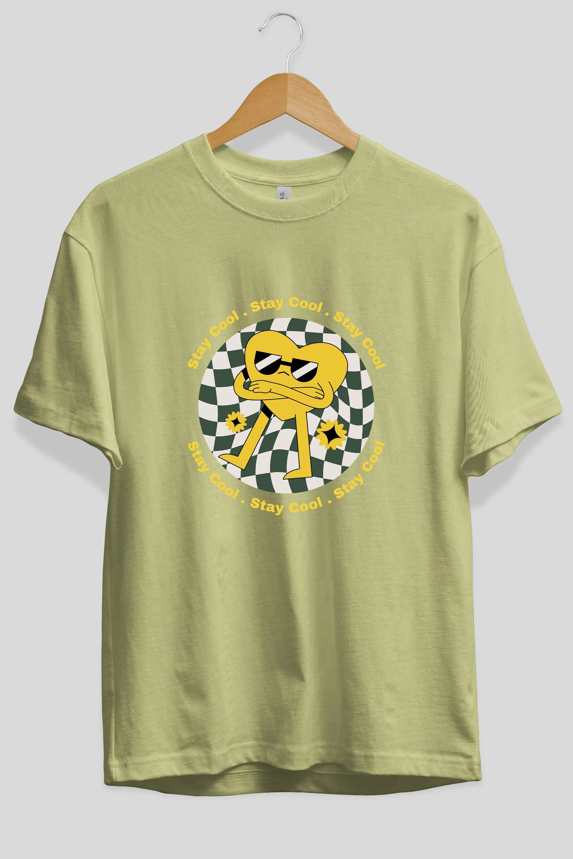 Stay Cool Yazılı Ön Baskılı Oversize t-shirt Erkek Kadın Unisex