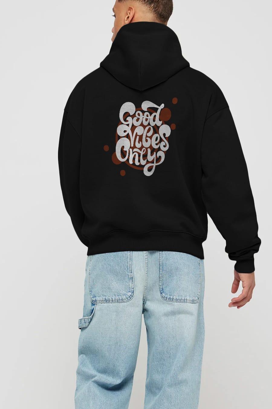 Good Vibes Only Yazılı Arka Baskılı Oversize Hoodie Kapüşonlu Sweatshirt Erkek Kadın Unisex