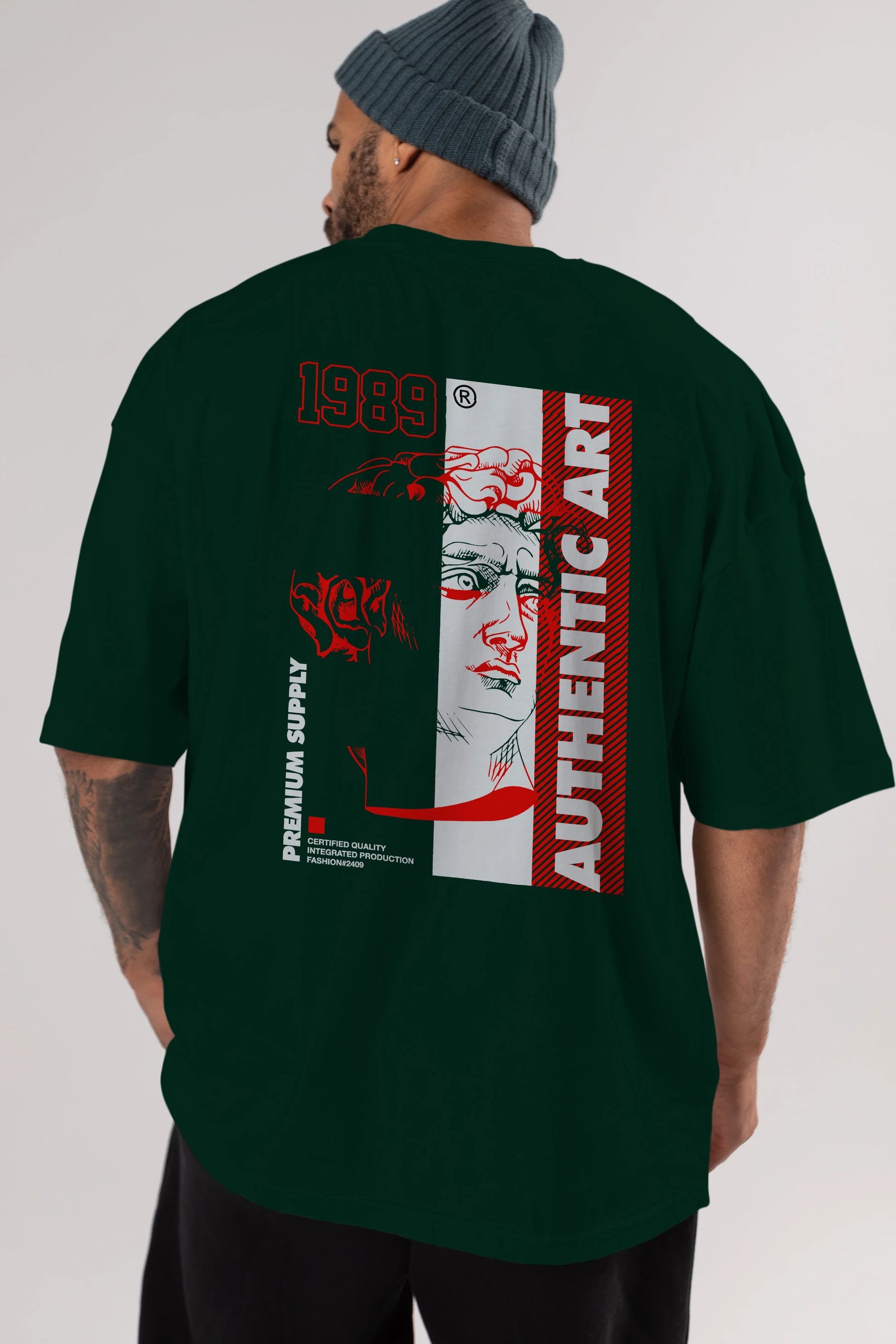 Authentic Art Arka Baskılı Oversize t-shirt Erkek Kadın Unisex