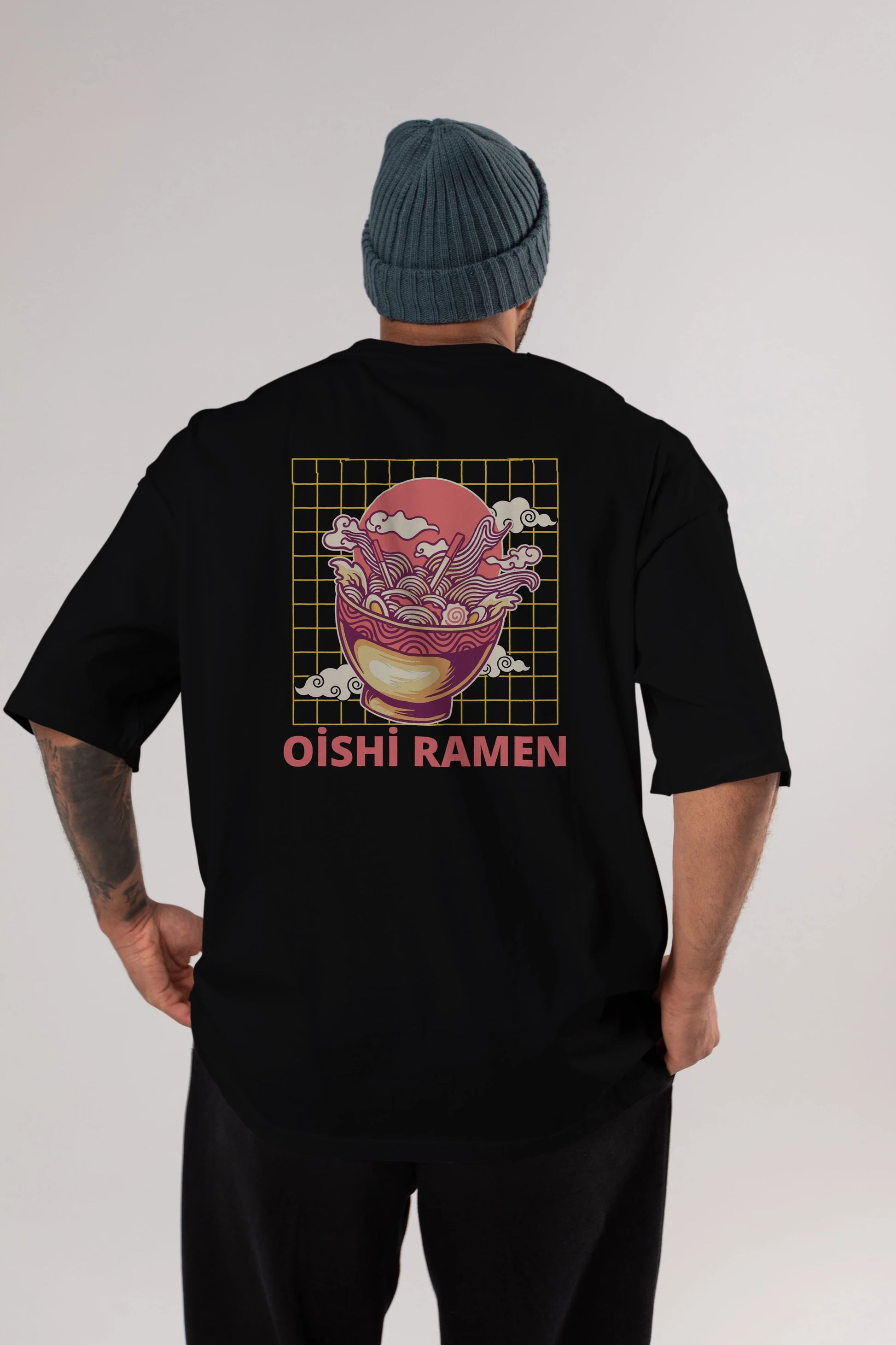 Oishi Ramen Yazılı Arka Baskılı Oversize t-shirt Erkek Kadın Unisex