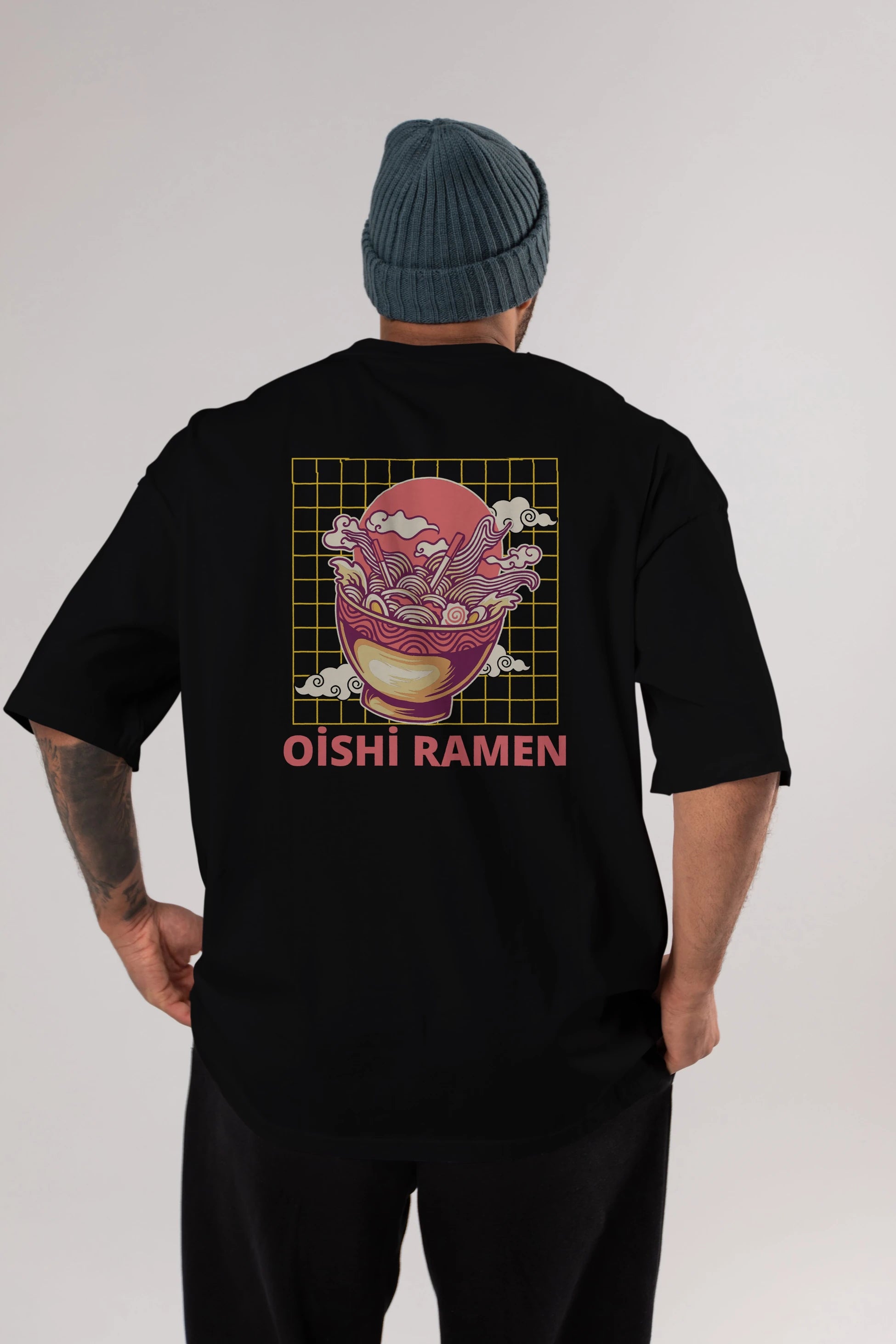 Oishi Ramen Yazılı Arka Baskılı Oversize t-shirt Erkek Kadın Unisex
