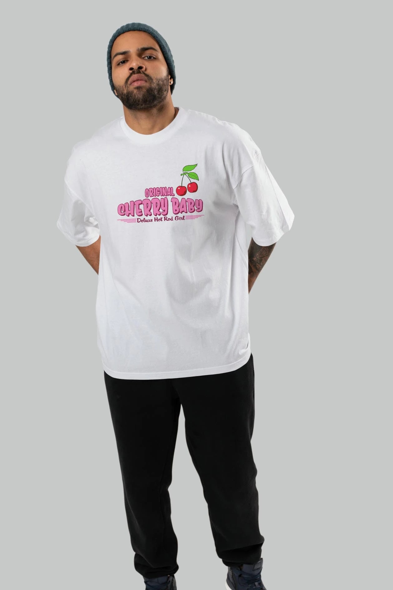 Cherry Baby Ön Baskılı Oversize t-shirt Erkek Kadın Pamuk Bisiklet Yaka tişort