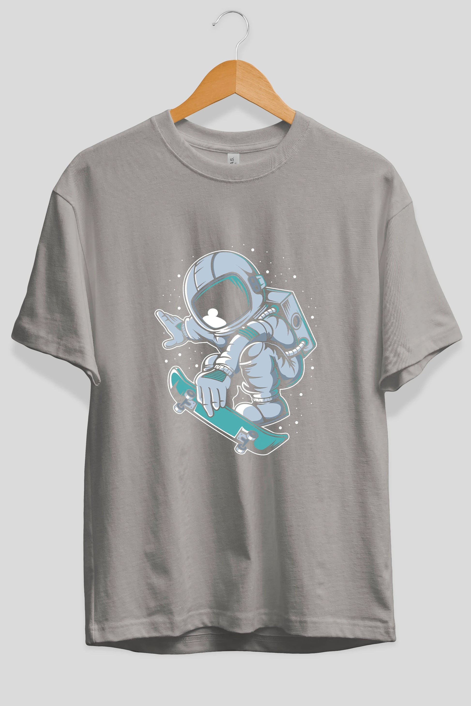 Astronaut Skateboard Jump Ön Baskılı Oversize t-shirt Erkek Kadın Unisex