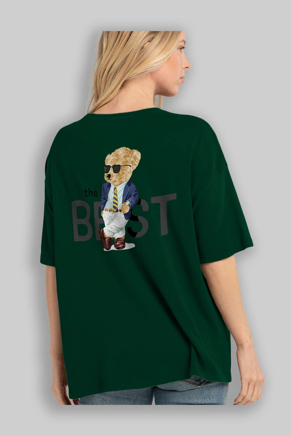 Teddy Bear The Best Arka Baskılı Oversize t-shirt Erkek Kadın Unisex %100 Pamuk
