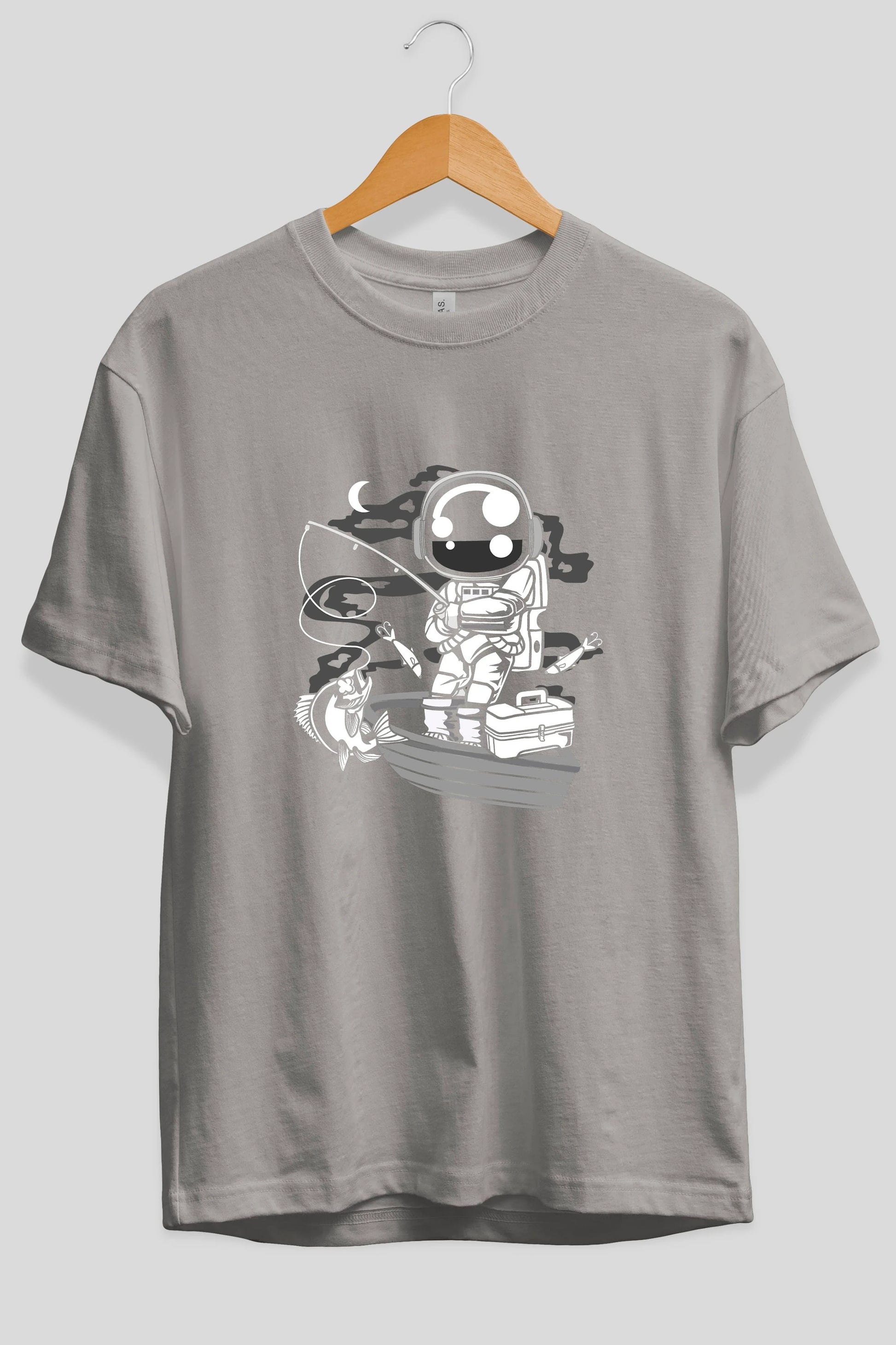 Astronaut Fisherman Ön Baskılı Oversize t-shirt Erkek Kadın Unisex
