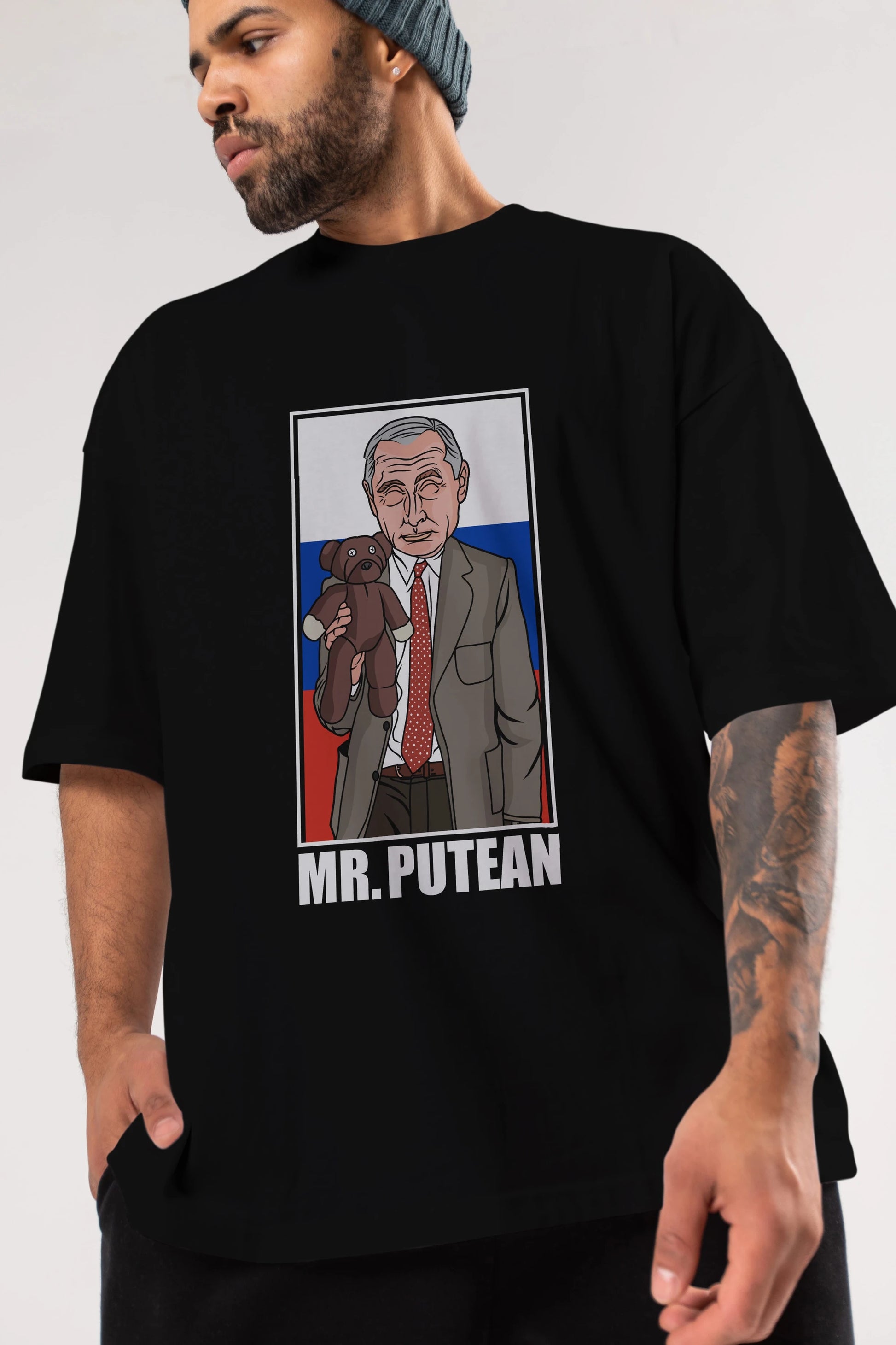 Mr Putean Ön Baskılı Oversize t-shirt Erkek Kadın Unisex %100 Pamuk tişort