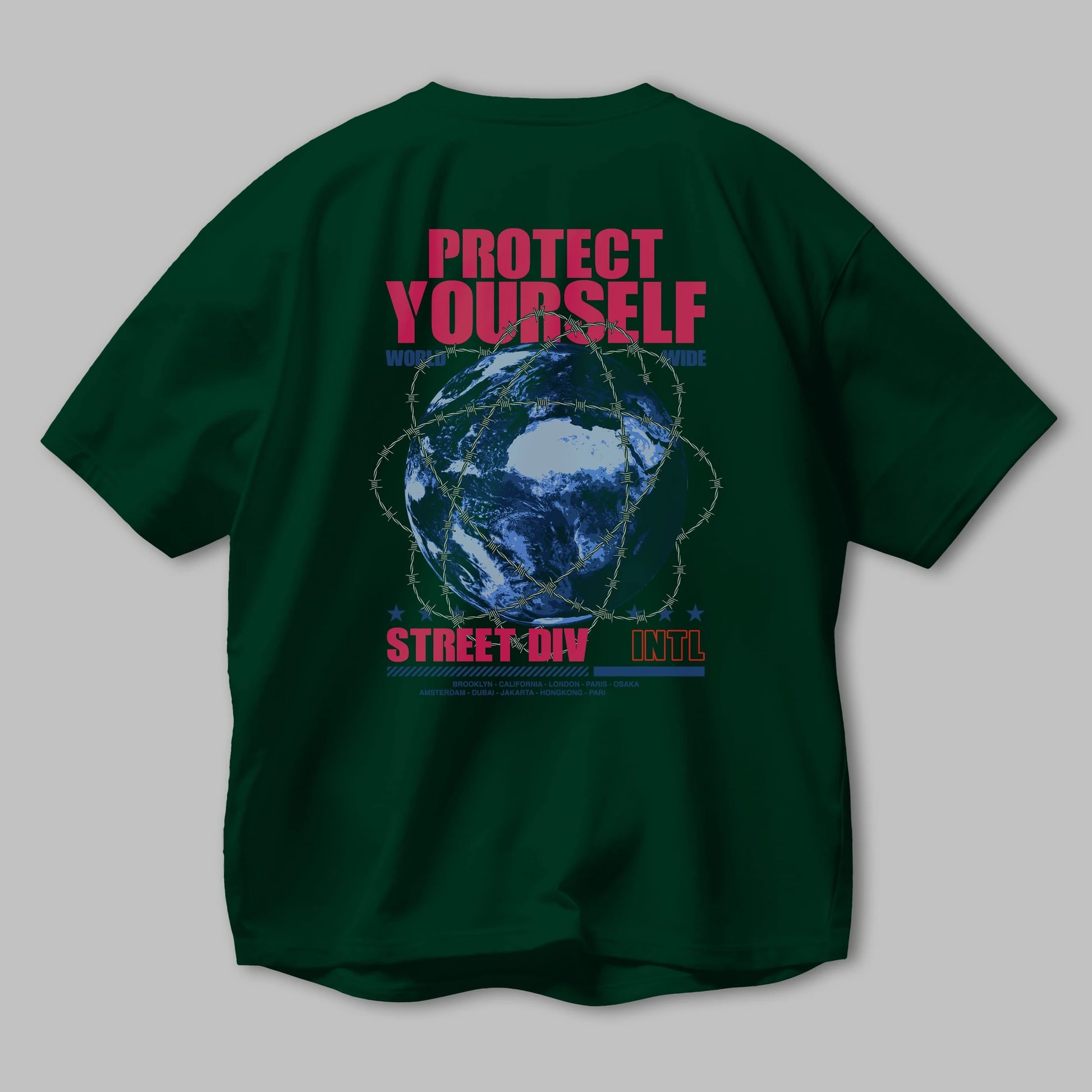 Protect Yourself Arka Baskılı Oversize t-shirt Erkek Kadın Unisex