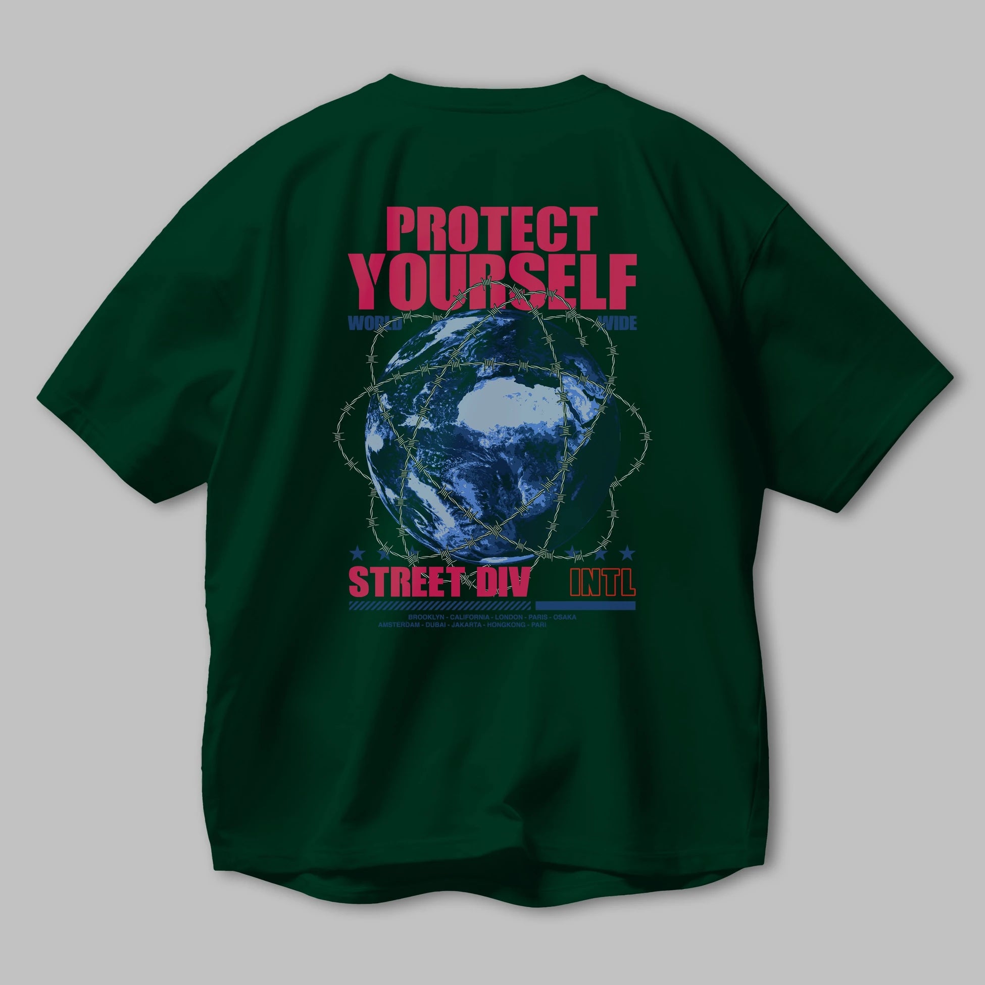 Protect Yourself Arka Baskılı Oversize t-shirt Erkek Kadın Unisex