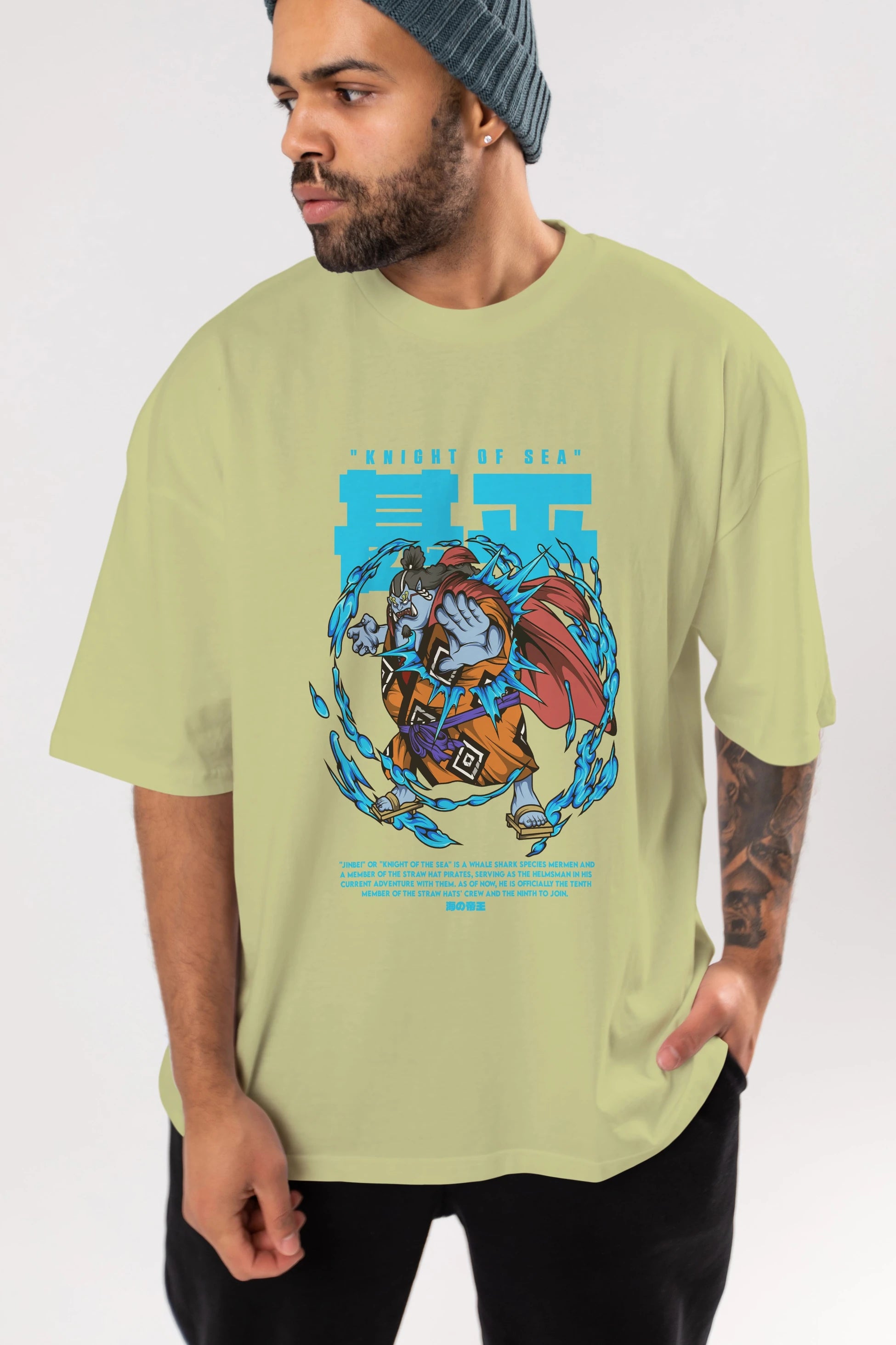 Jinbei Anime Ön Baskılı Oversize t-shirt %100 pamuk Erkek Kadın Unisex