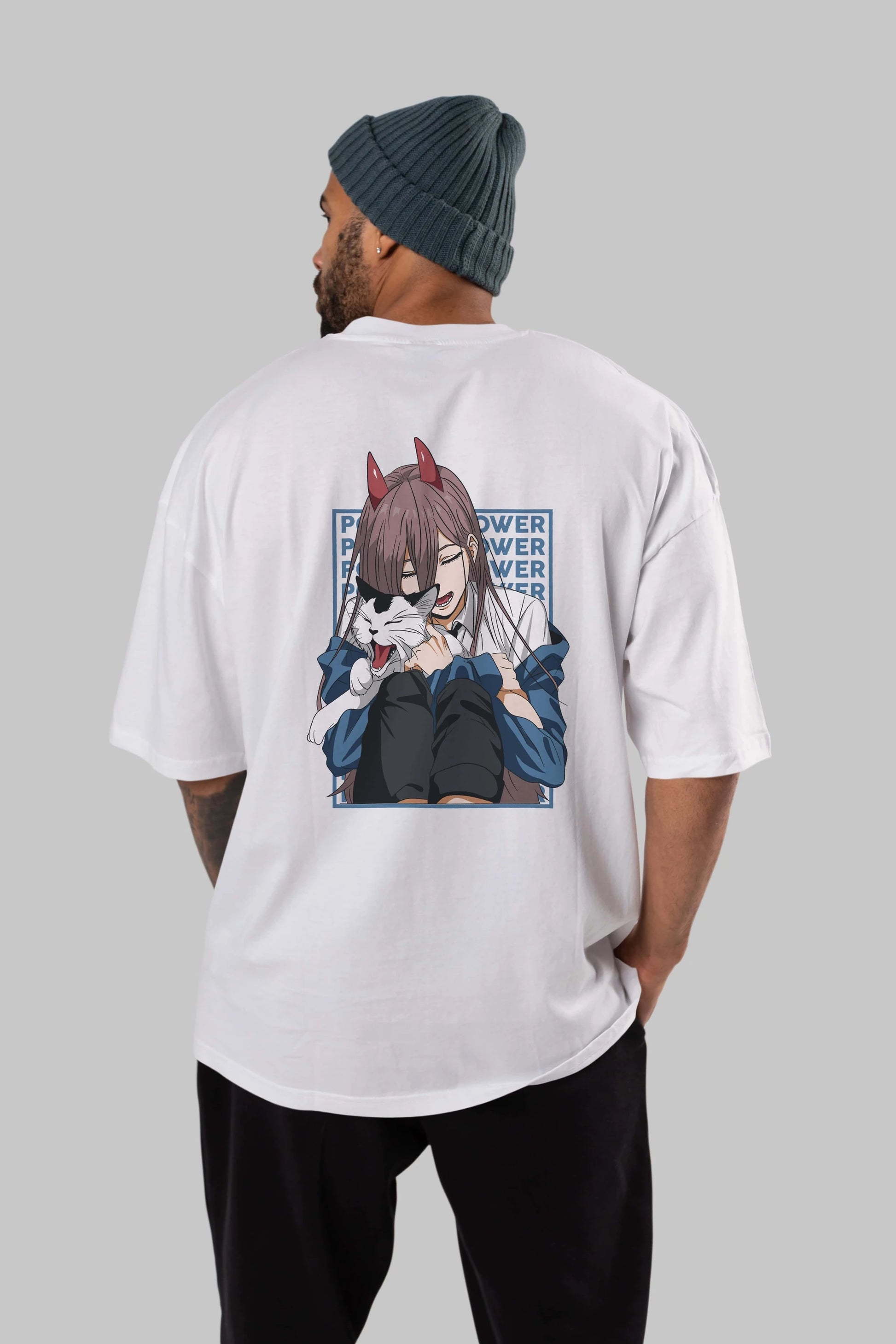 POWER CHAINSAWMAN Anime Arka Baskılı Oversize t-shirt Erkek Kadın Unisex