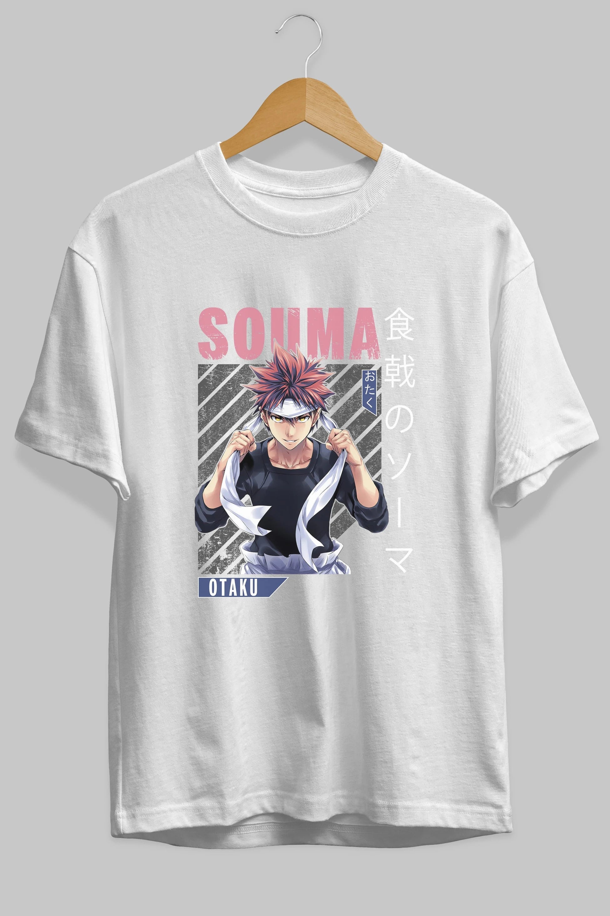 Souma Yukihira 8 Anime Ön Baskılı Oversize t-shirt %100 pamuk Erkek Kadın Unisex