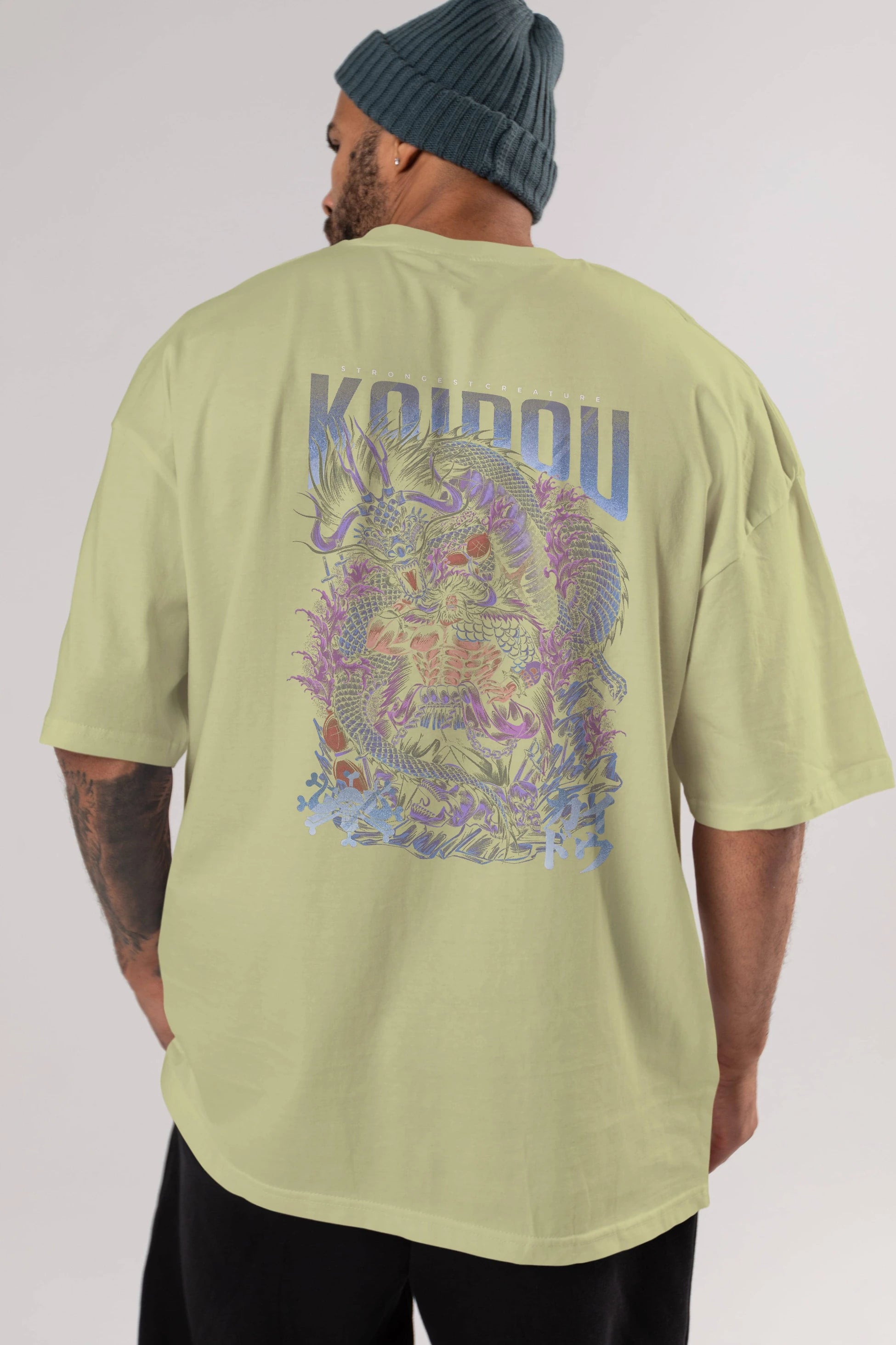 KAIDOU ONE PIECE Anime Arka Baskılı Oversize t-shirt Erkek Kadın Unisex