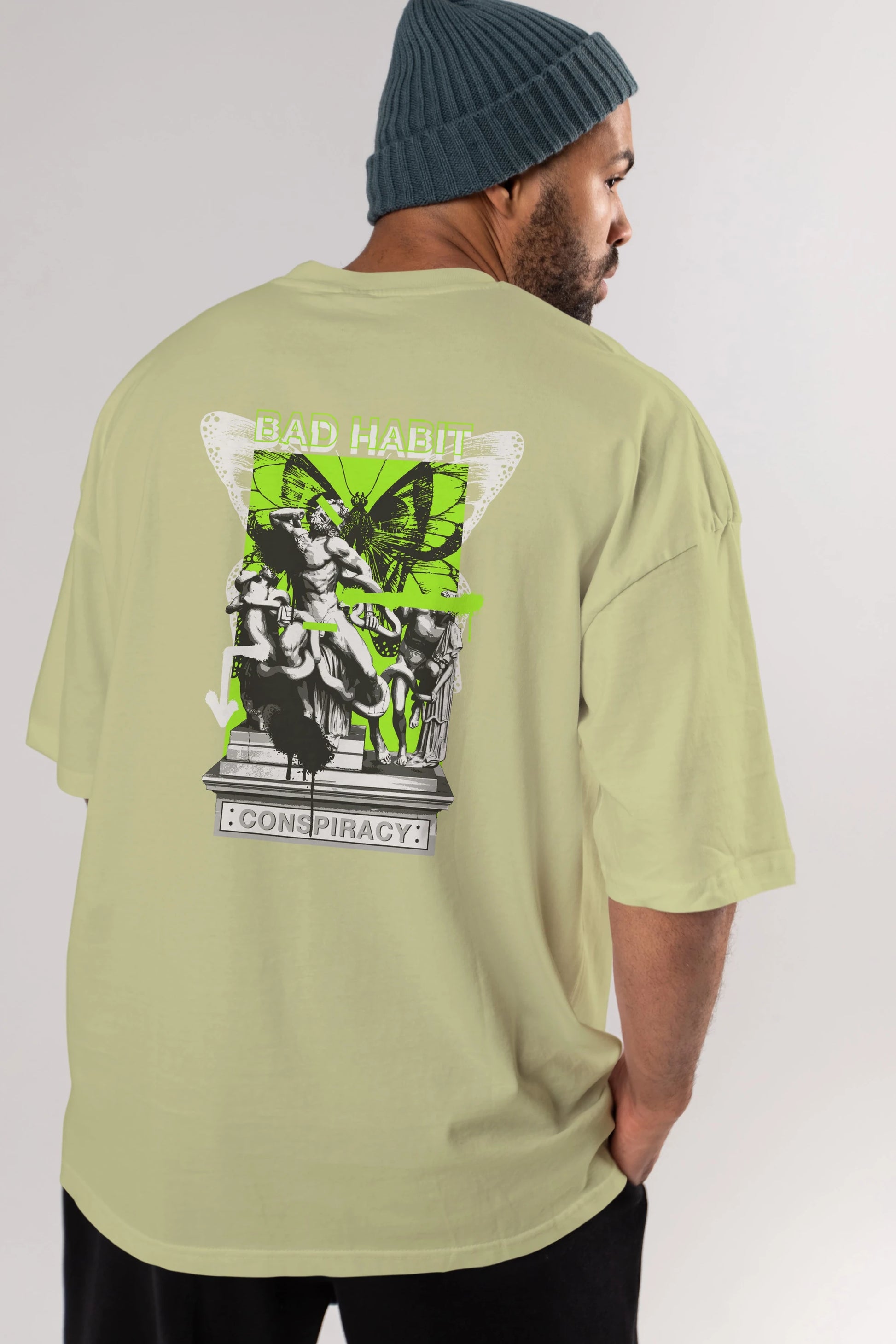 Bad Habit Arka Baskılı Oversize t-shirt Erkek Kadın Unisex