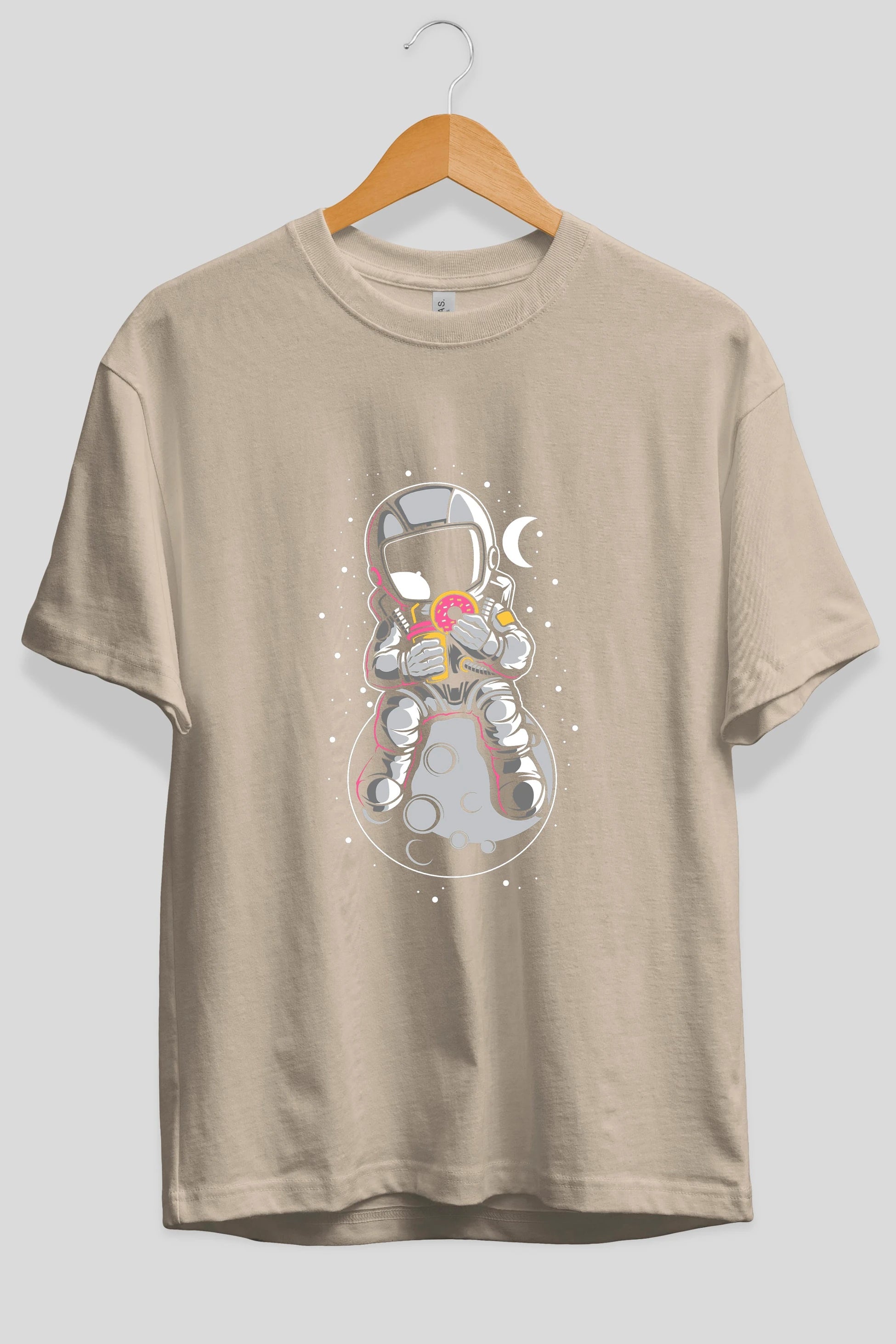 Astronaut Donuts Ön Baskılı Oversize t-shirt Erkek Kadın Unisex