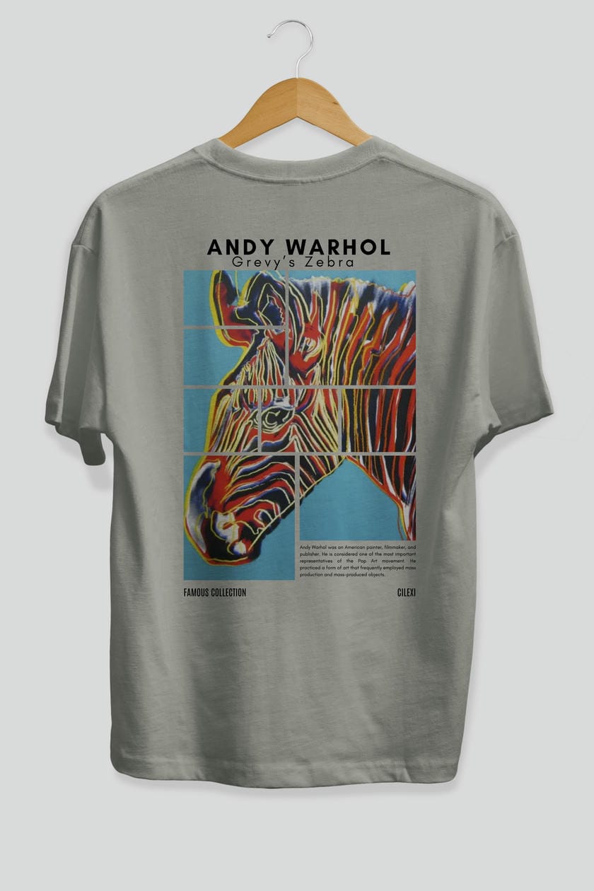 Andy Warhol Arka Baskılı Oversize t-shirt Erkek Kadın Bisiklet Yaka Pamuk tişort