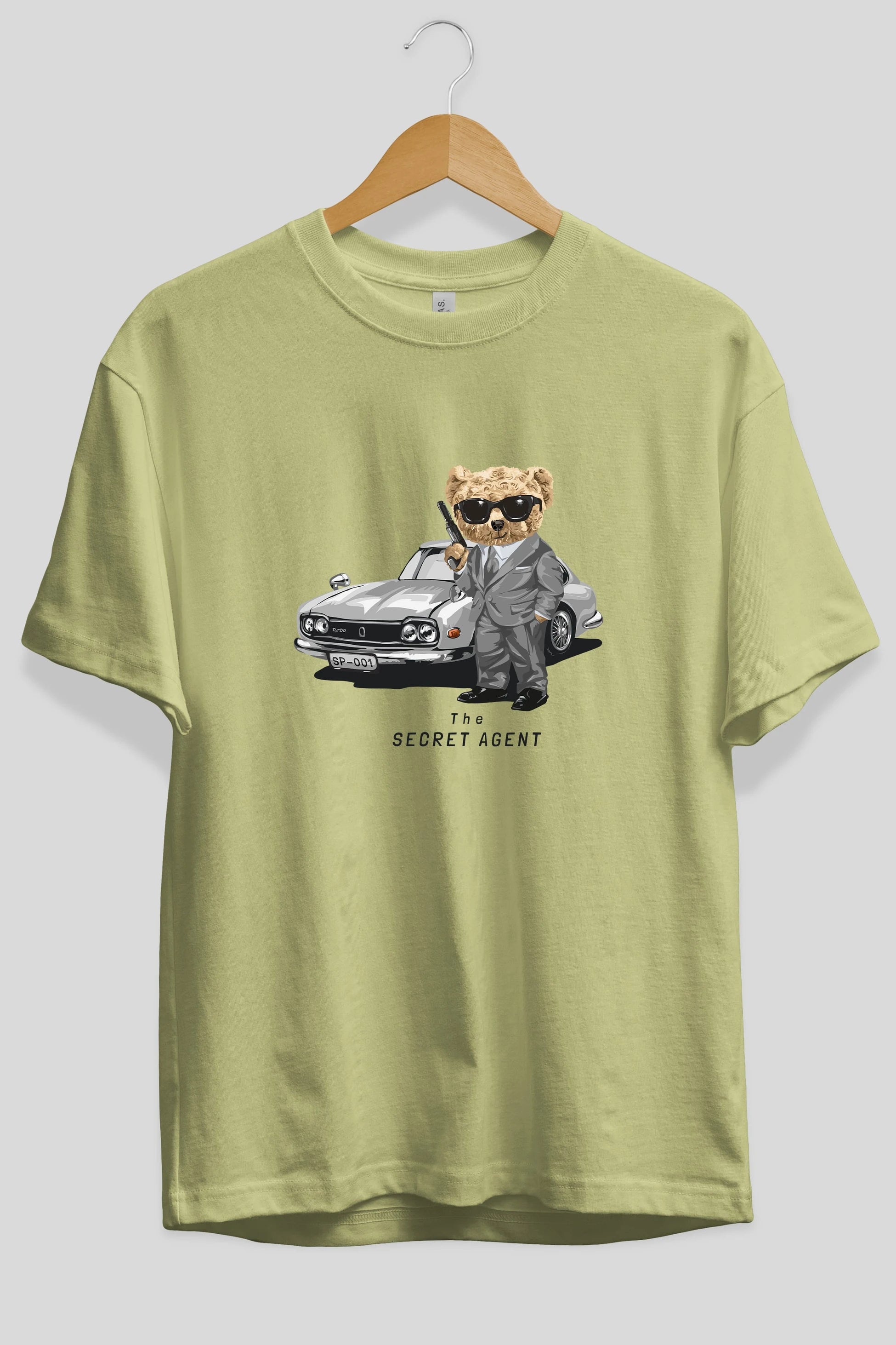 Teddy Bear The Secret Agent Ön Baskılı Oversize t-shirt Erkek Kadın Unisex %100 Pamuk