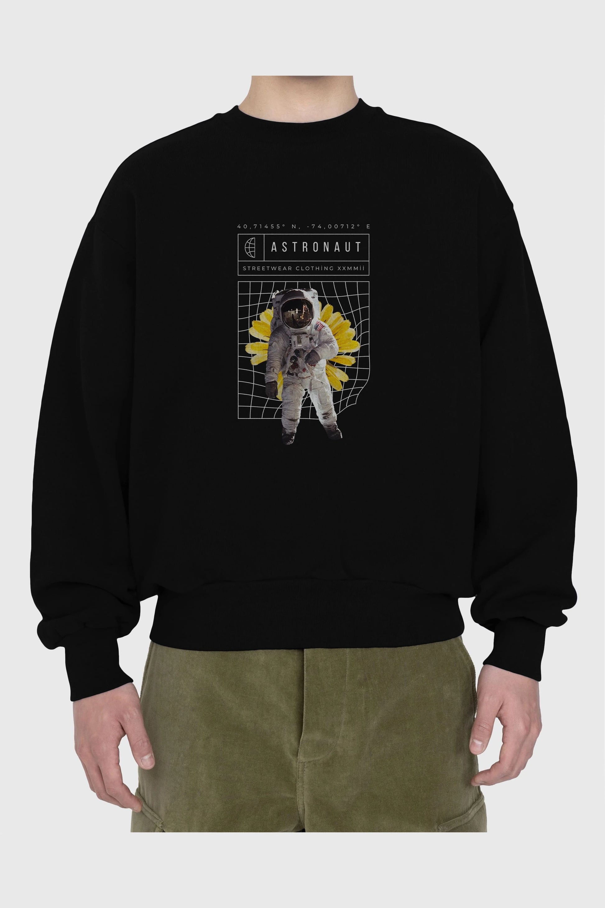 Astronaut Streetwear Ön Baskılı Oversize Sweatshirt Erkek Kadın Unisex