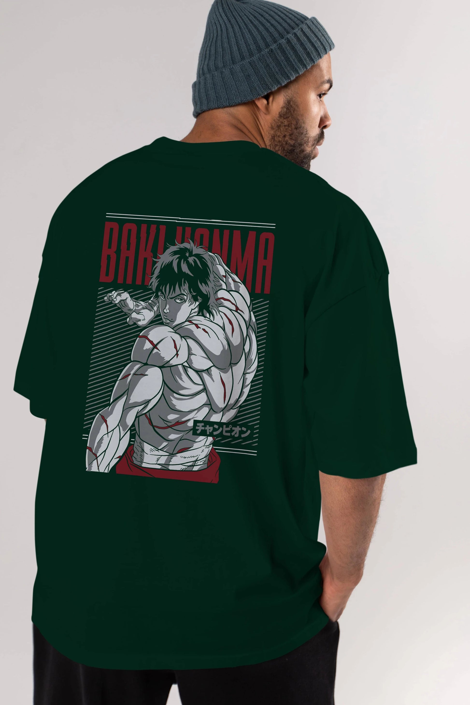 BAKI HANMA Anime Arka Baskılı Oversize t-shirt Erkek Kadın Unisex