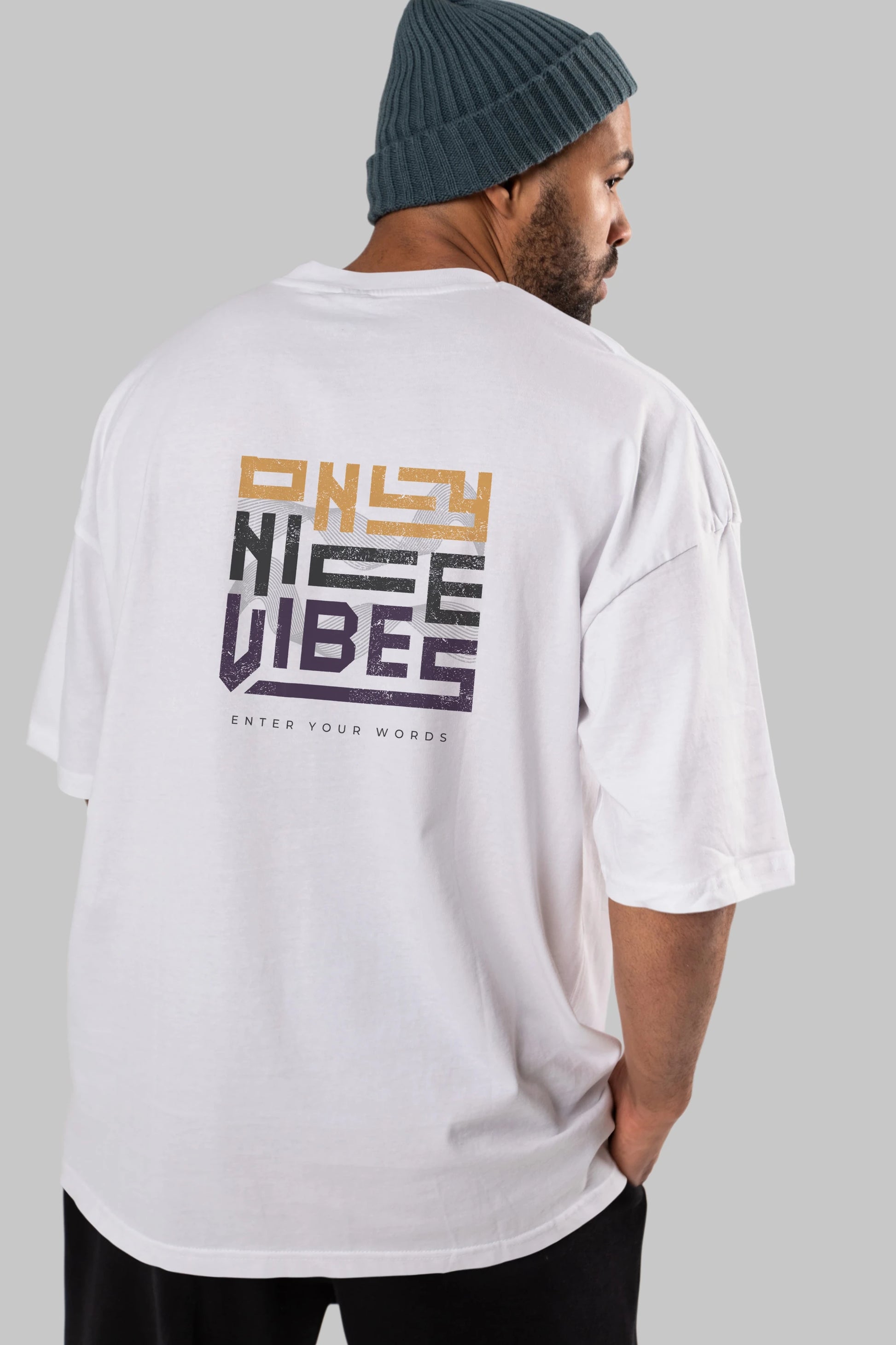 Only Nice Vibes Arka Baskılı Oversize t-shirt Erkek Kadın Unisex